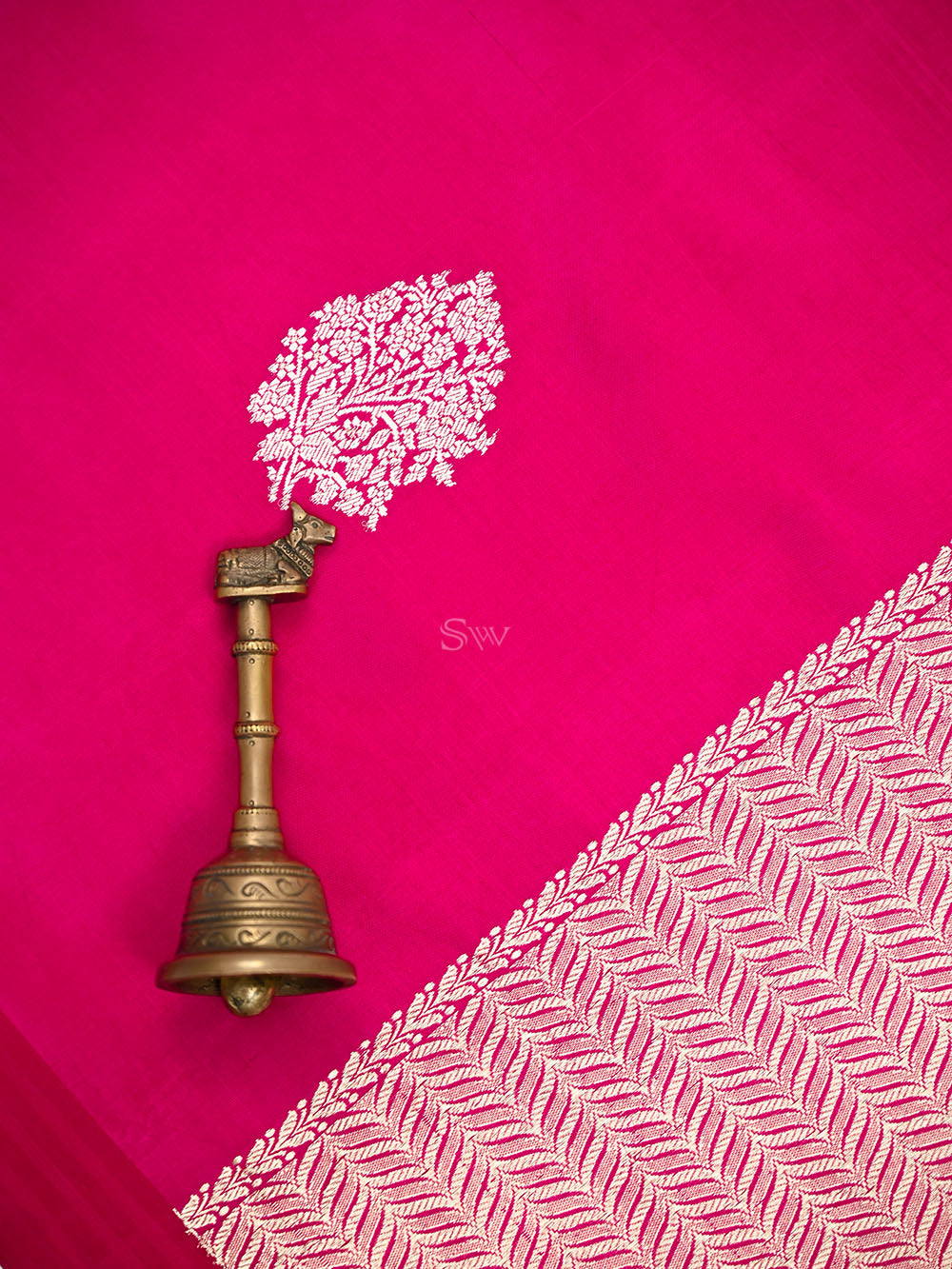 Dark Pink Floral Boota Pure Silk Handloom Banarasi Saree - Sacred Weaves