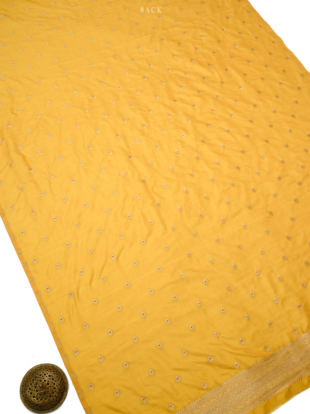 Yellow Meenakari Booti Katan Silk Handloom Banarasi Suit - Sacred Weaves