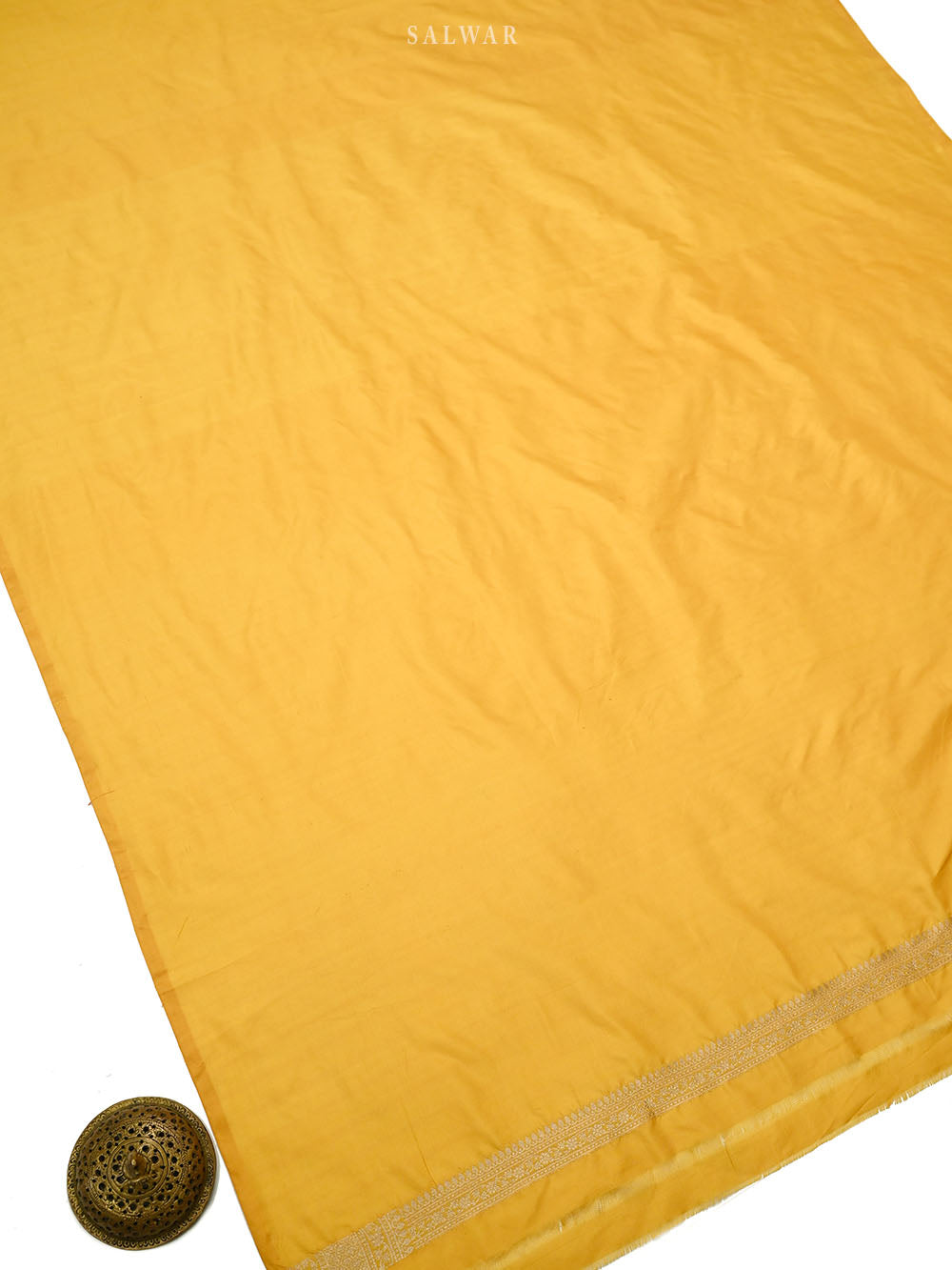 Yellow Meenakari Booti Katan Silk Handloom Banarasi Suit - Sacred Weaves
