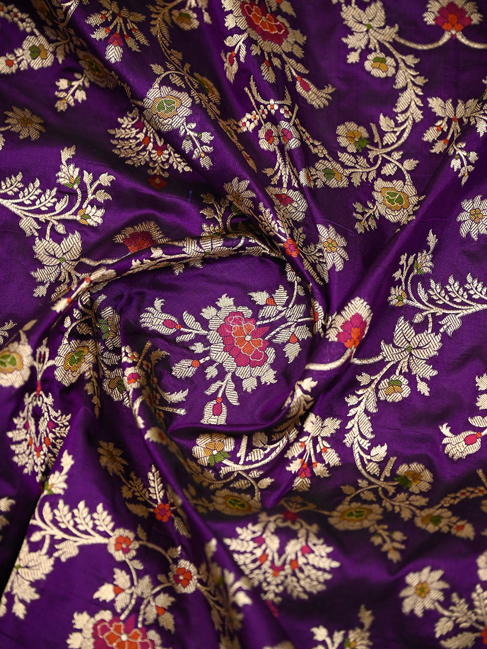 Purple Meenakari Booti Katan Silk Handloom Banarasi Suit - Sacred Weaves