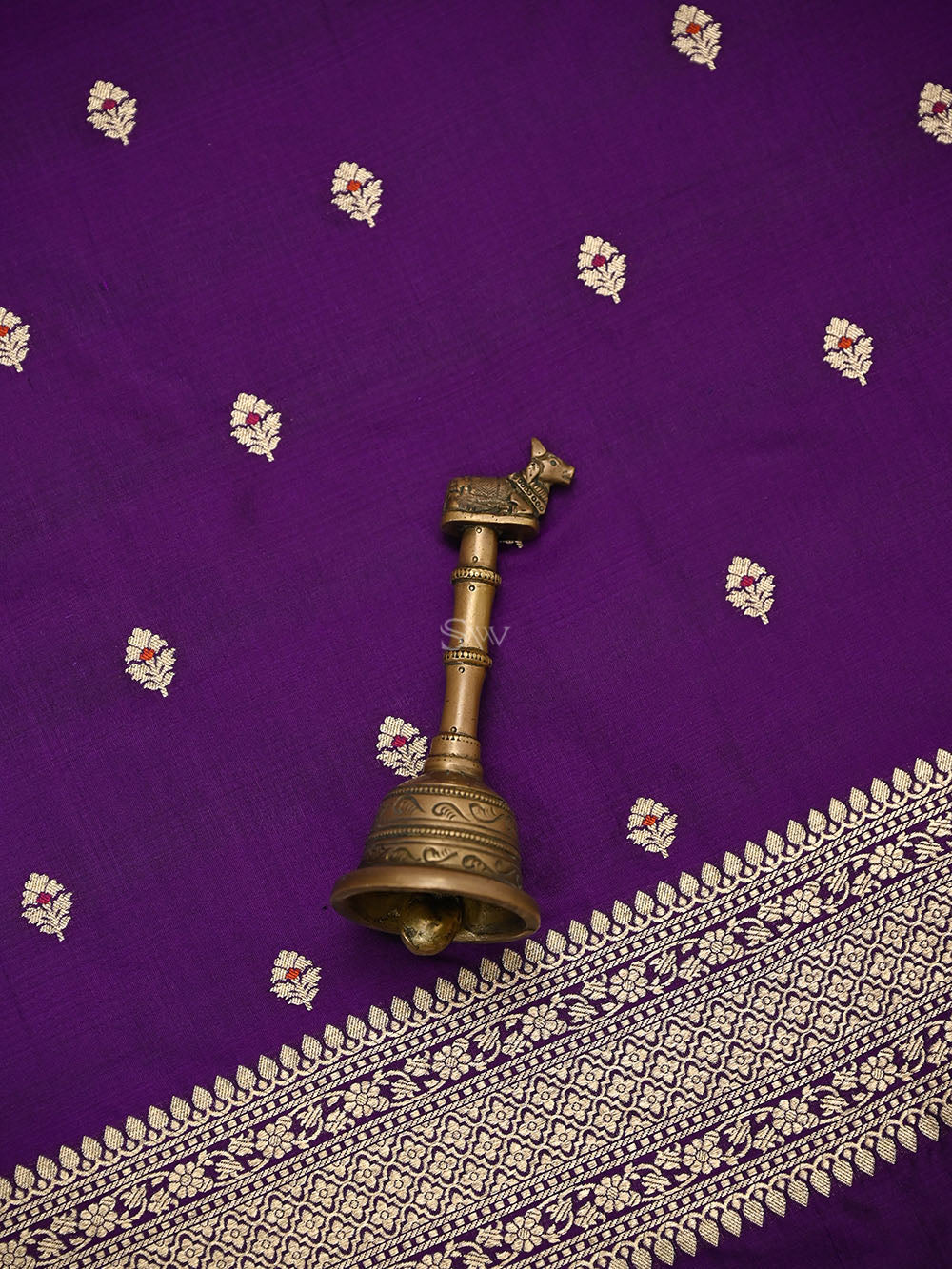 Purple Meenakari Booti Katan Silk Handloom Banarasi Suit - Sacred Weaves