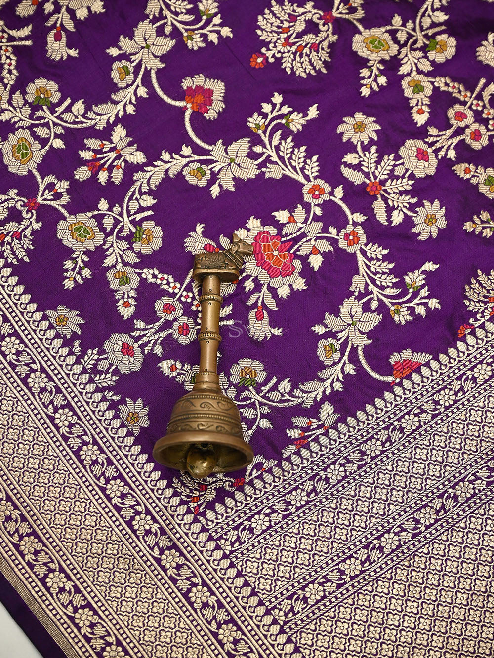 Purple Meenakari Booti Katan Silk Handloom Banarasi Suit - Sacred Weaves