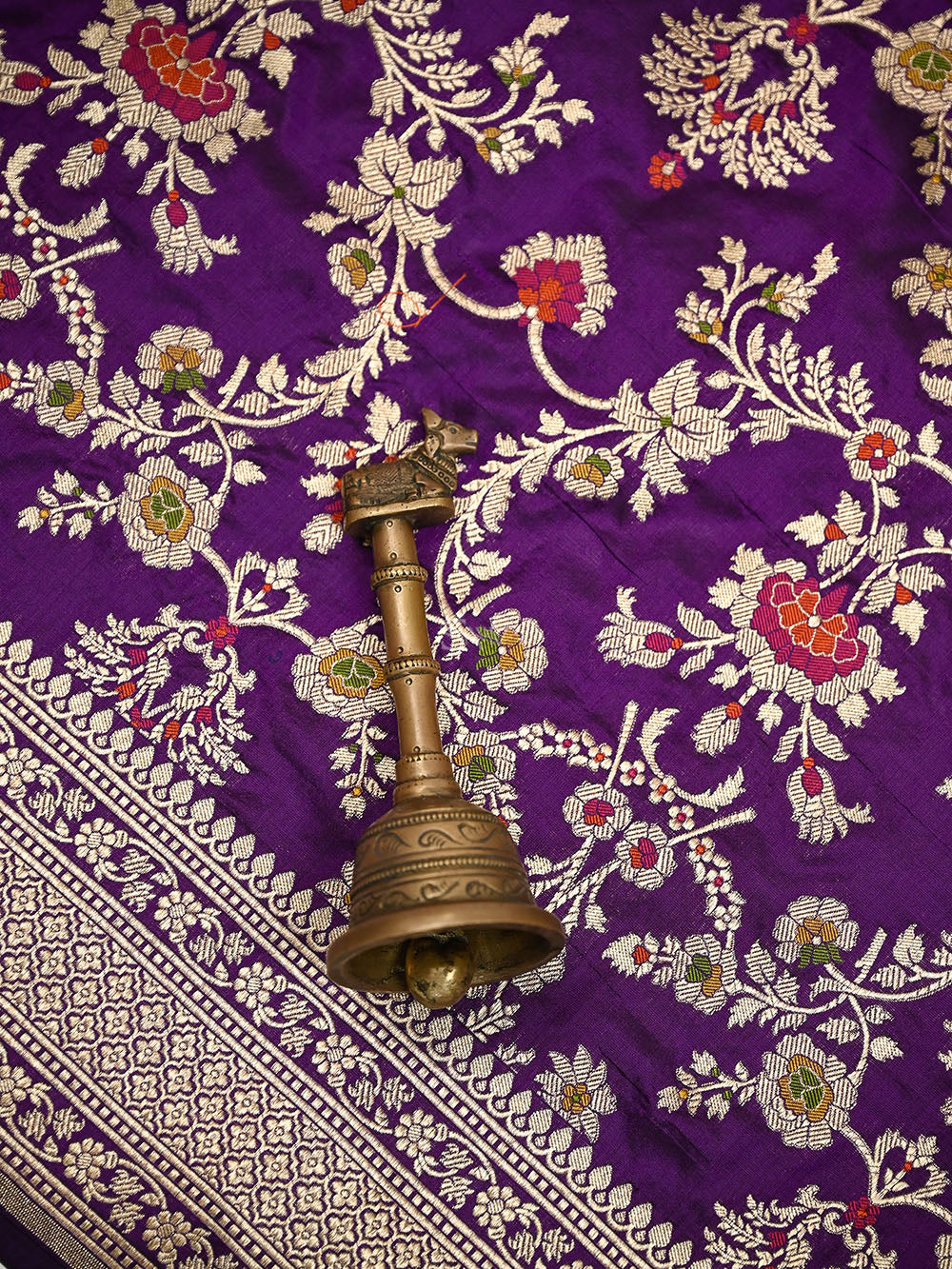 Purple Meenakari Booti Katan Silk Handloom Banarasi Suit - Sacred Weaves