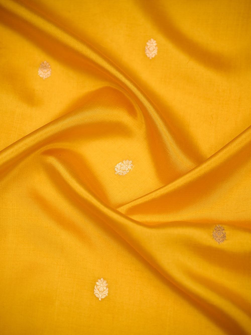 Yellow Floral Booti Pure Handloom Banarasi Soft Silk Saree - Sacred Weaves
