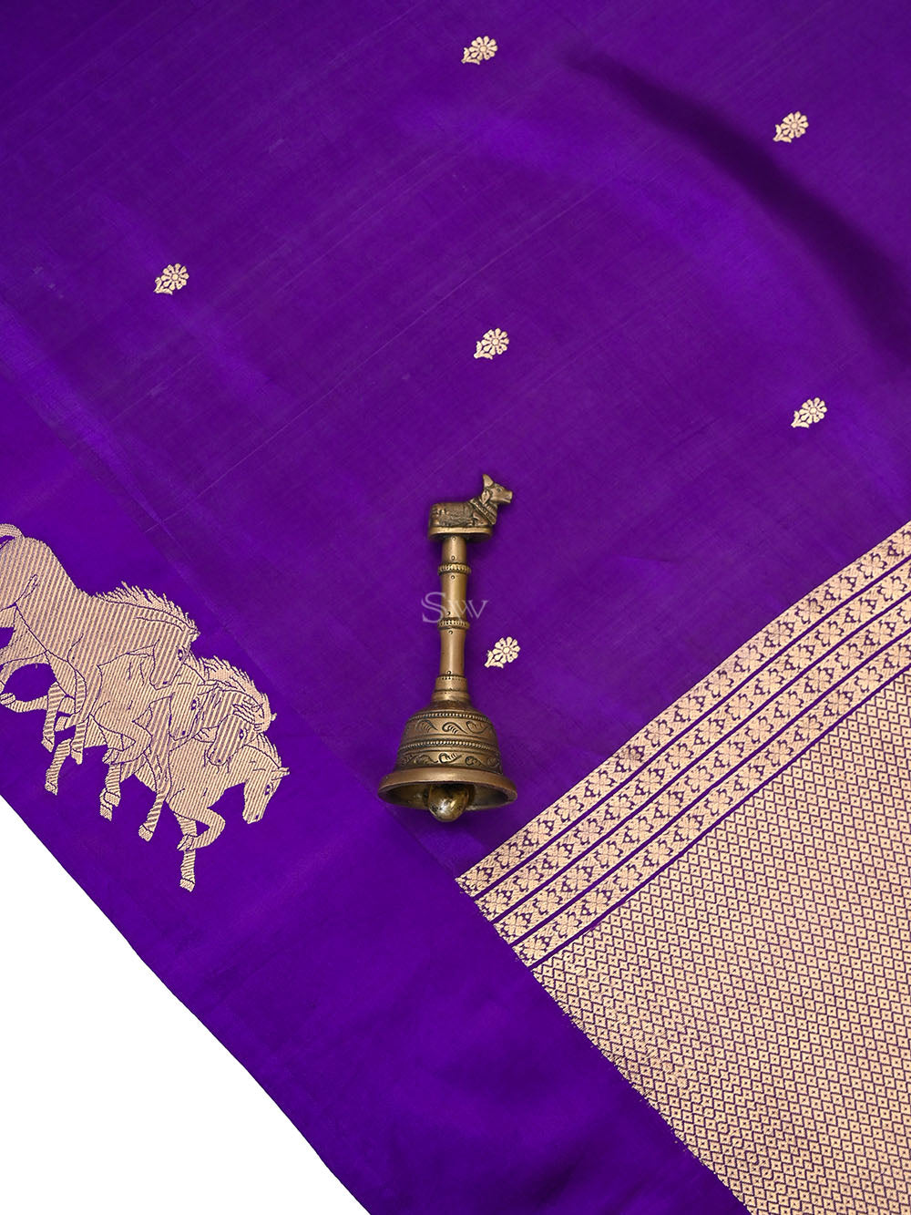 Purple Booti Katan Silk Handloom Banarasi Saree - Sacred Weaves