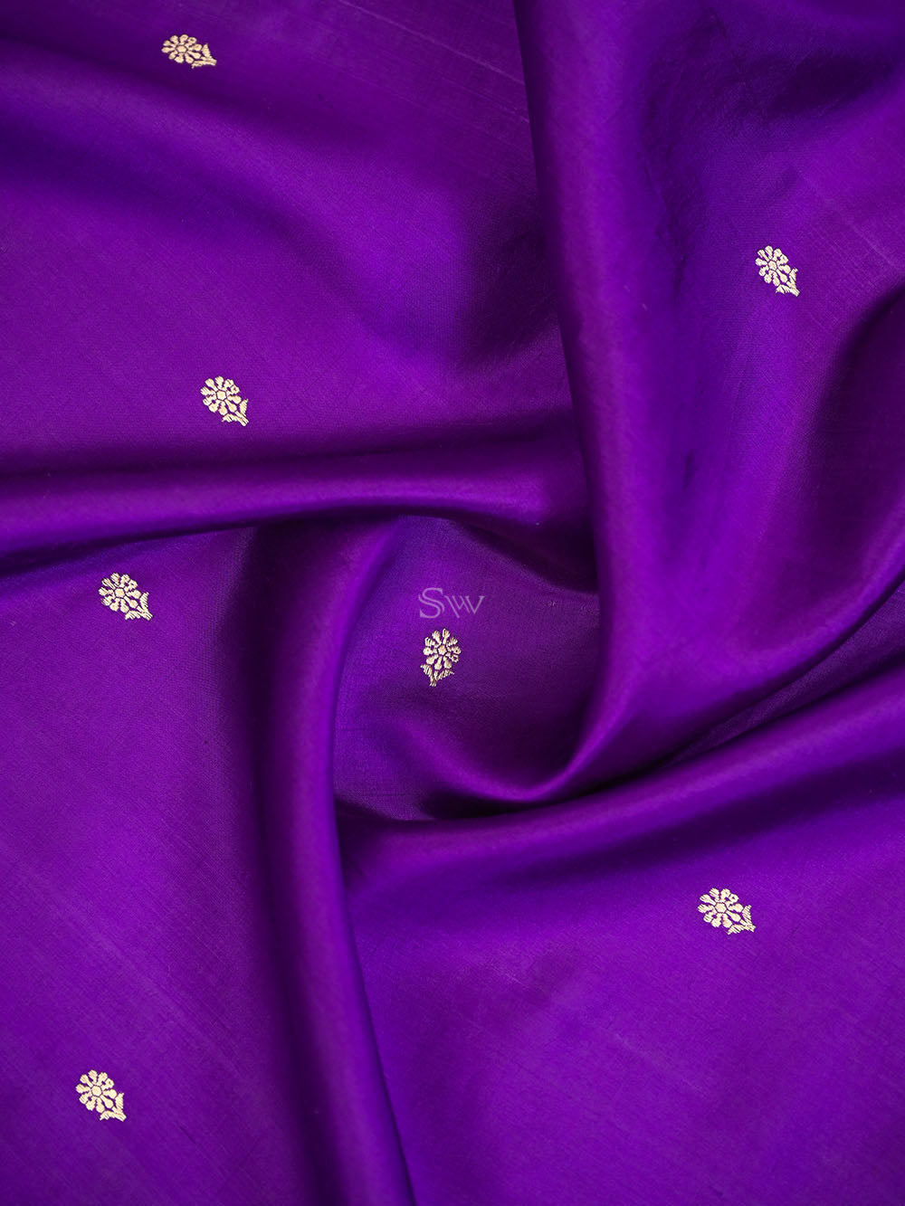 Purple Booti Katan Silk Handloom Banarasi Saree - Sacred Weaves