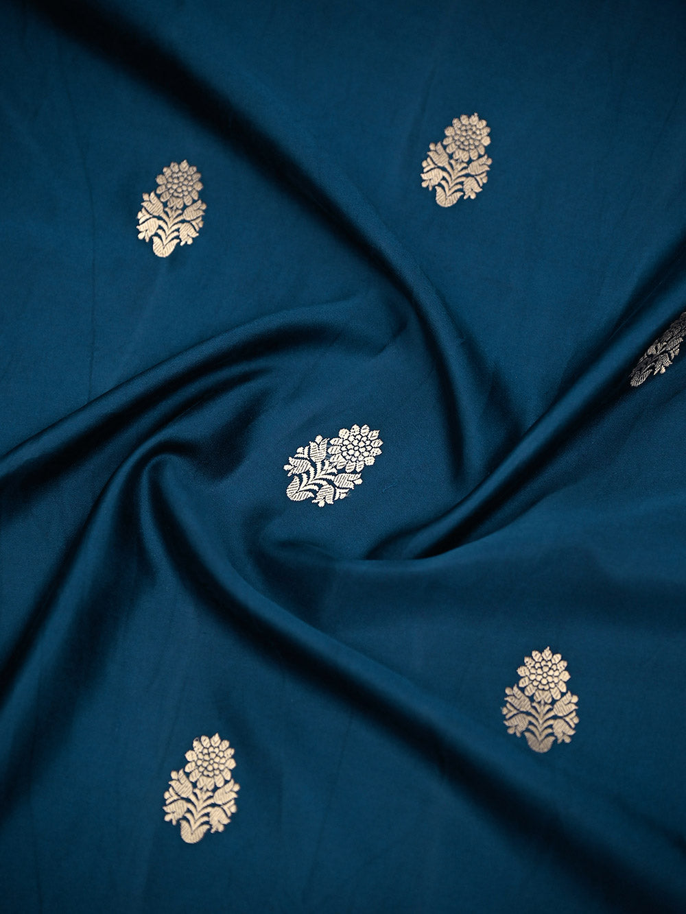 Midnight Blue Booti Satin Silk Handloom Banarasi Saree - Sacred Weaves