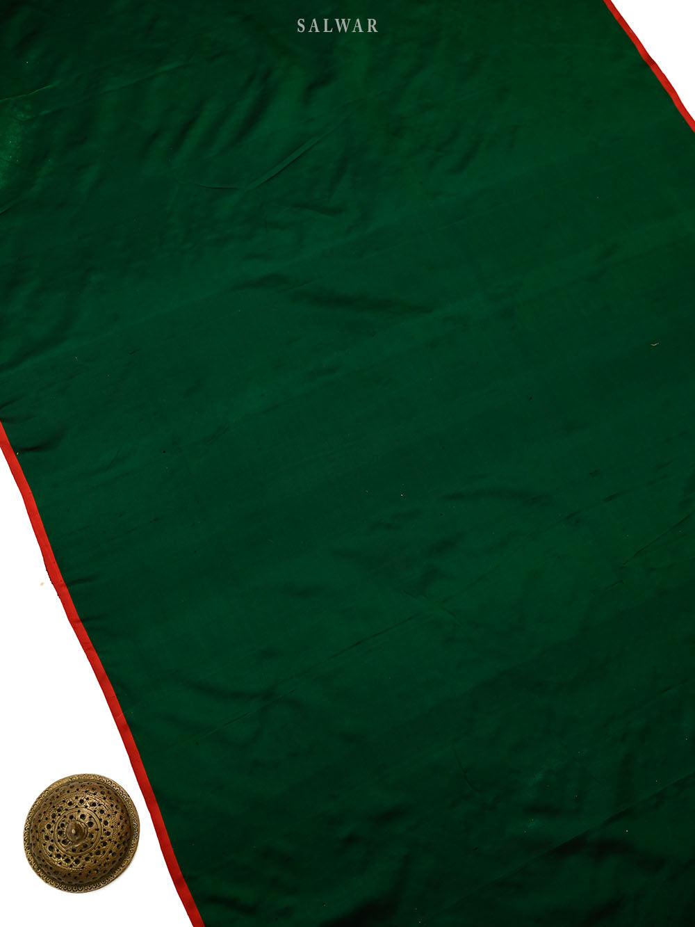 Bottle Green Floral Booti Satin Silk Handloom Banarasi Suit - Sacred Weaves