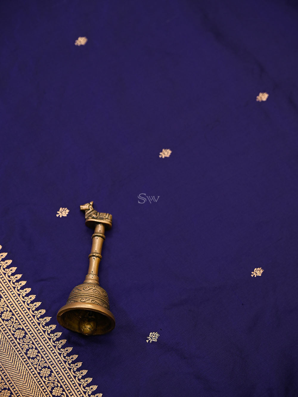 Blue Plain Katan Silk Handloom Banarasi Suit - Sacred Weaves