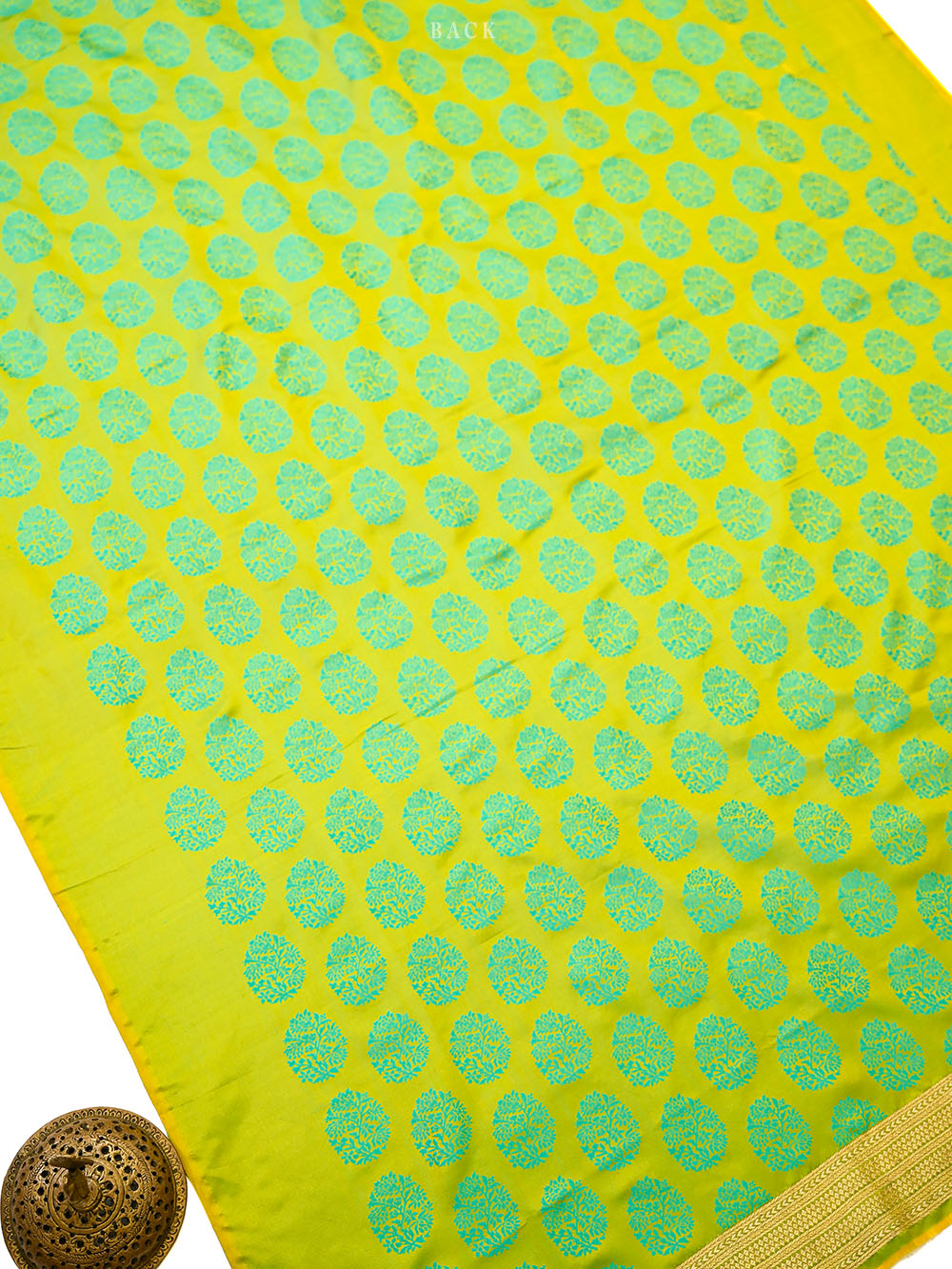 Lime Yellow Satin Tanchoi Silk Handloom Banarasi Suit - Sacred Weaves