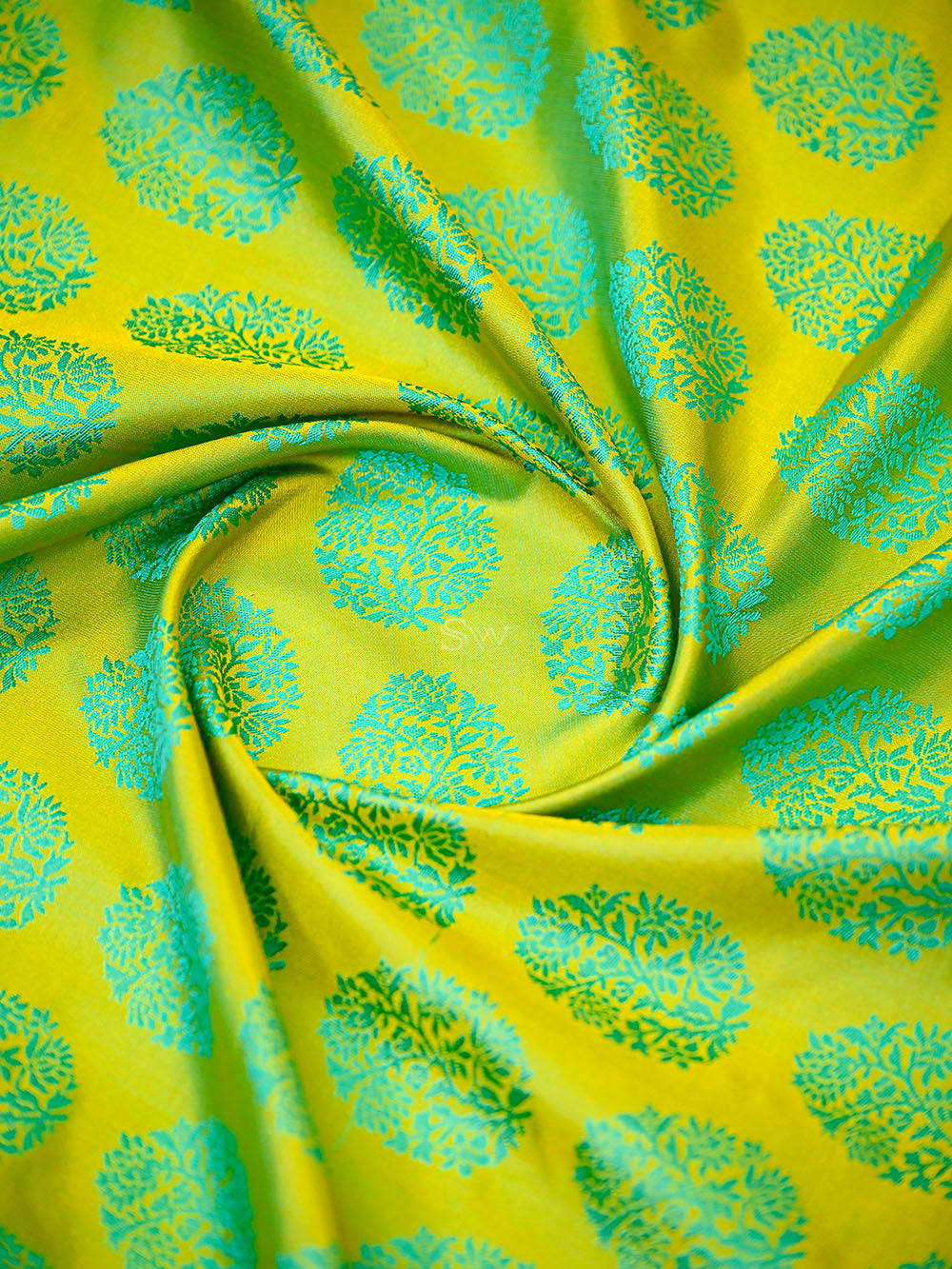 Lime Yellow Satin Tanchoi Silk Handloom Banarasi Suit - Sacred Weaves