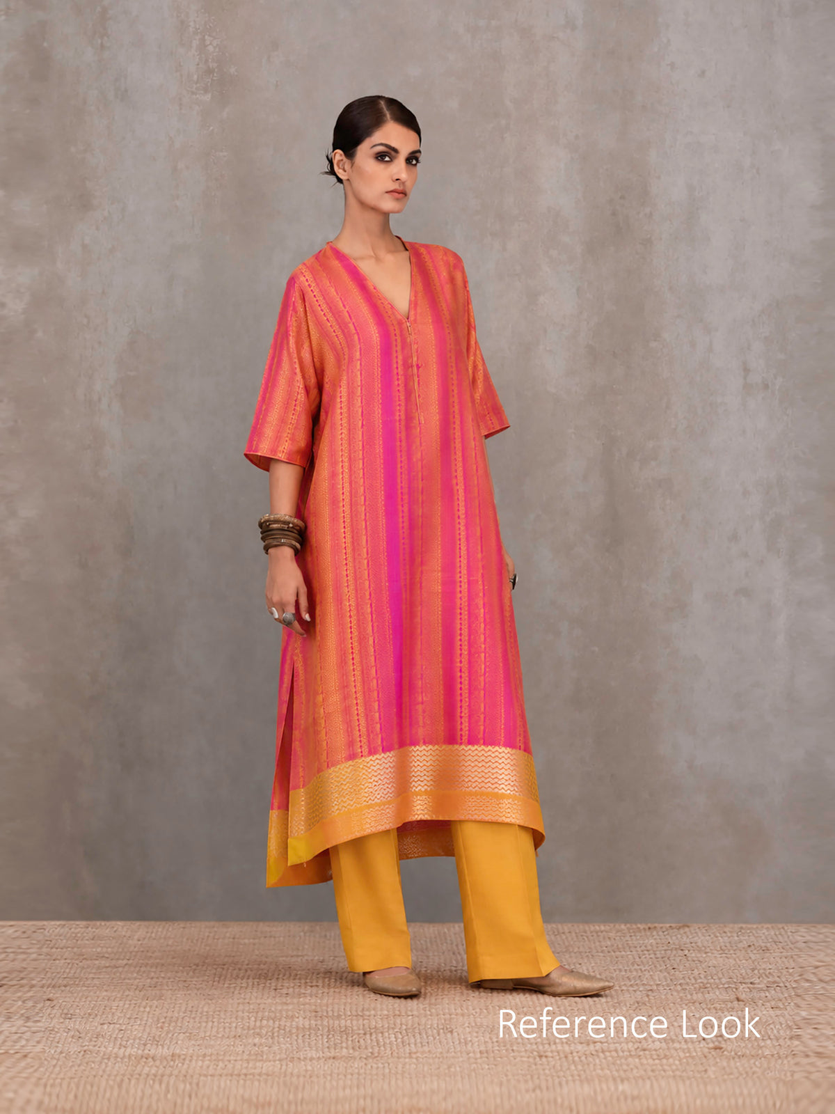 Orange Pink Satin Tanchoi Silk Handloom Banarasi Suit - Sacred Weaves