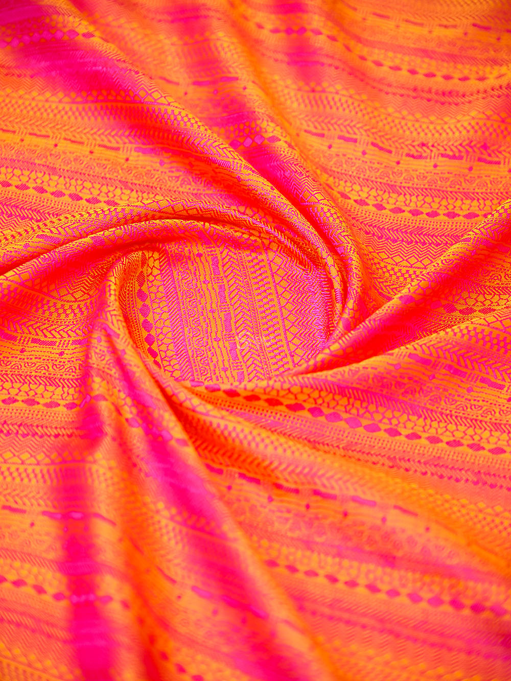Orange Pink Satin Tanchoi Silk Handloom Banarasi Suit - Sacred Weaves