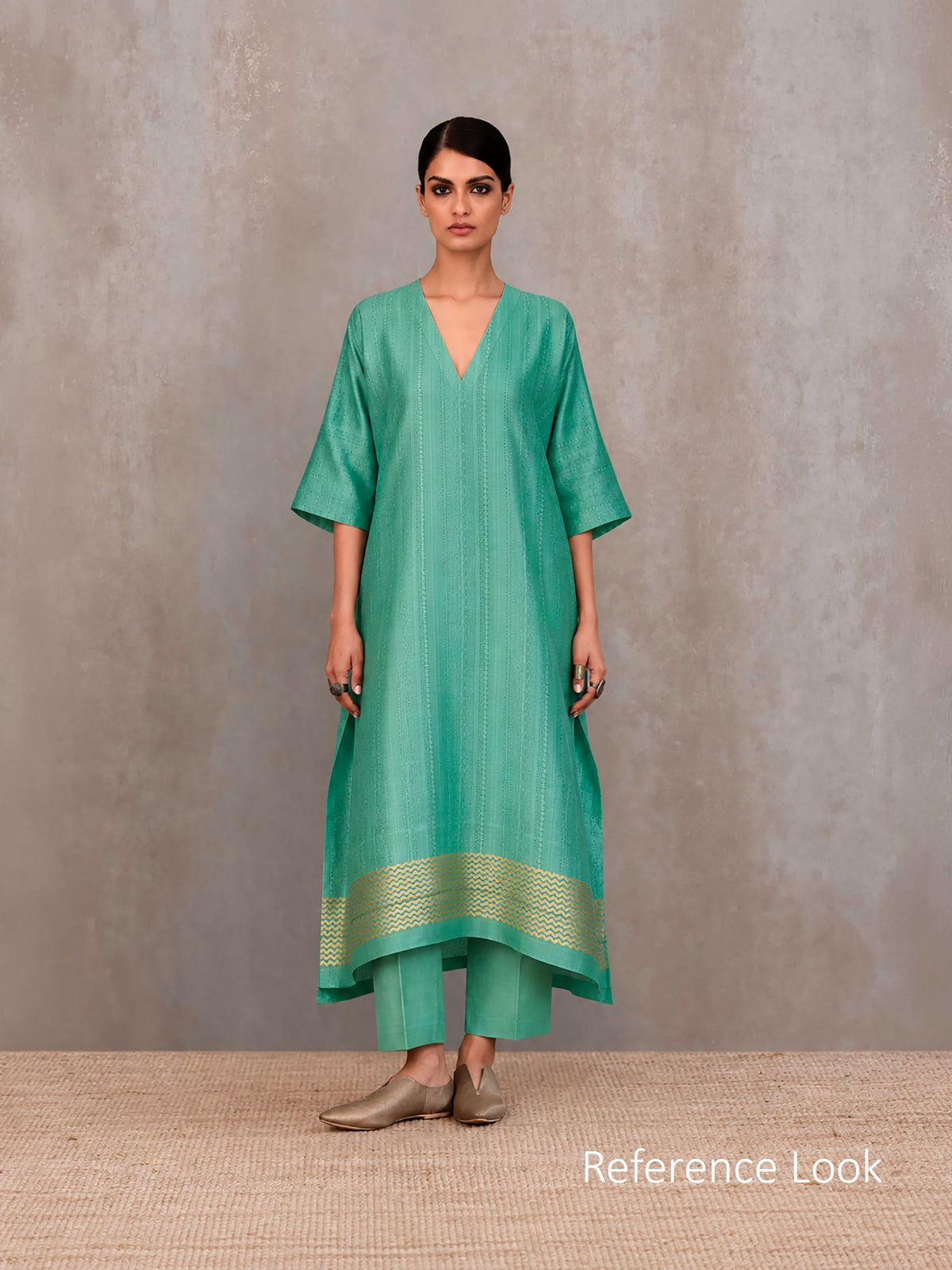 Sea Green Satin Tanchoi Silk Handloom Banarasi Suit - Sacred Weaves