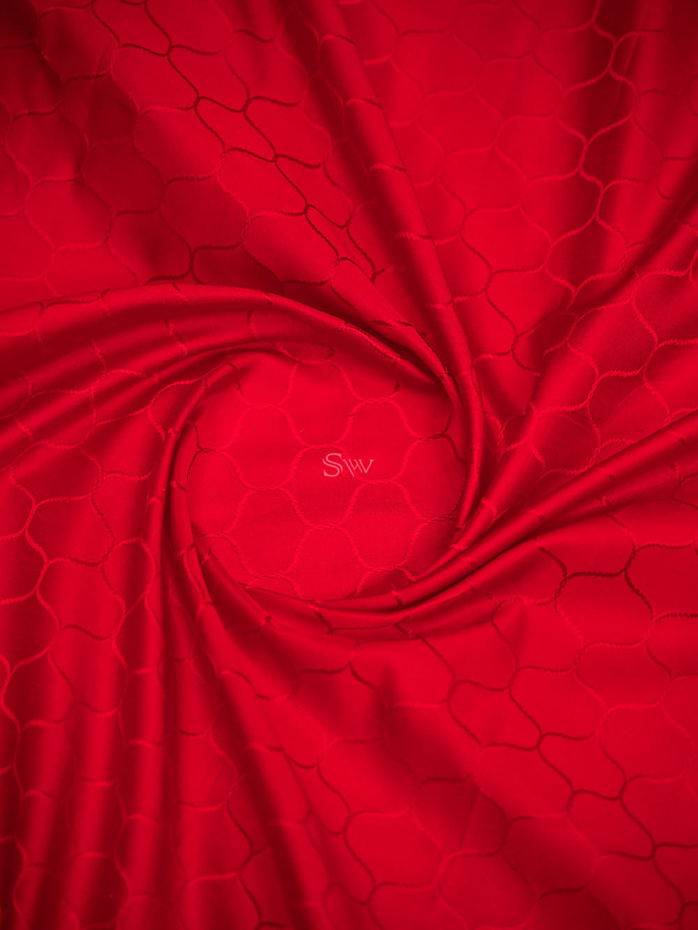 Red Floral Booti Satin Silk Handloom Banarasi Suit - Sacred Weaves