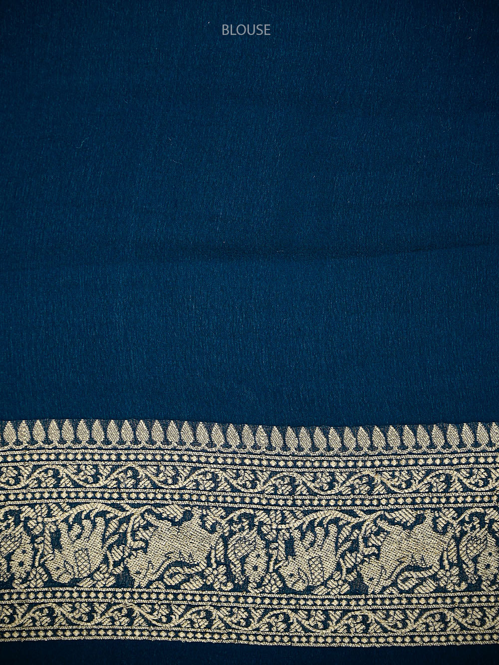 Midnight Blue Shikargah Zari Jaal Khaddi Georgette Handloom Banarasi Saree - Sacred Weaves