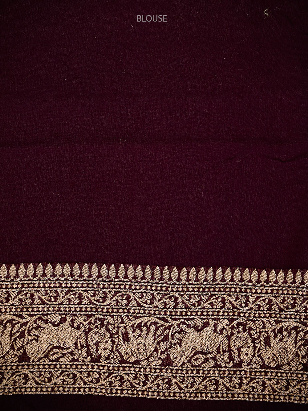 Wine Shikargah Zari Jaal Khaddi Georgette Handloom Banarasi Saree - Sacred Weaves