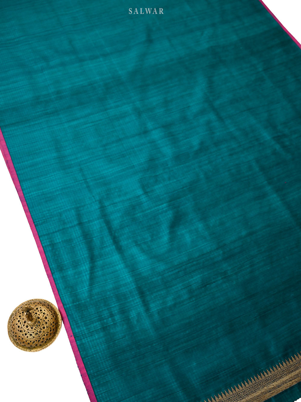 Teal Blue Booti Dupion Silk Handloom Banarasi Suit - Sacred Weaves