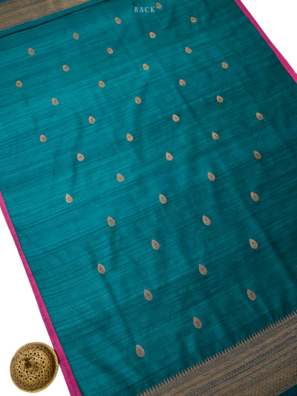 Teal Blue Booti Dupion Silk Handloom Banarasi Suit - Sacred Weaves
