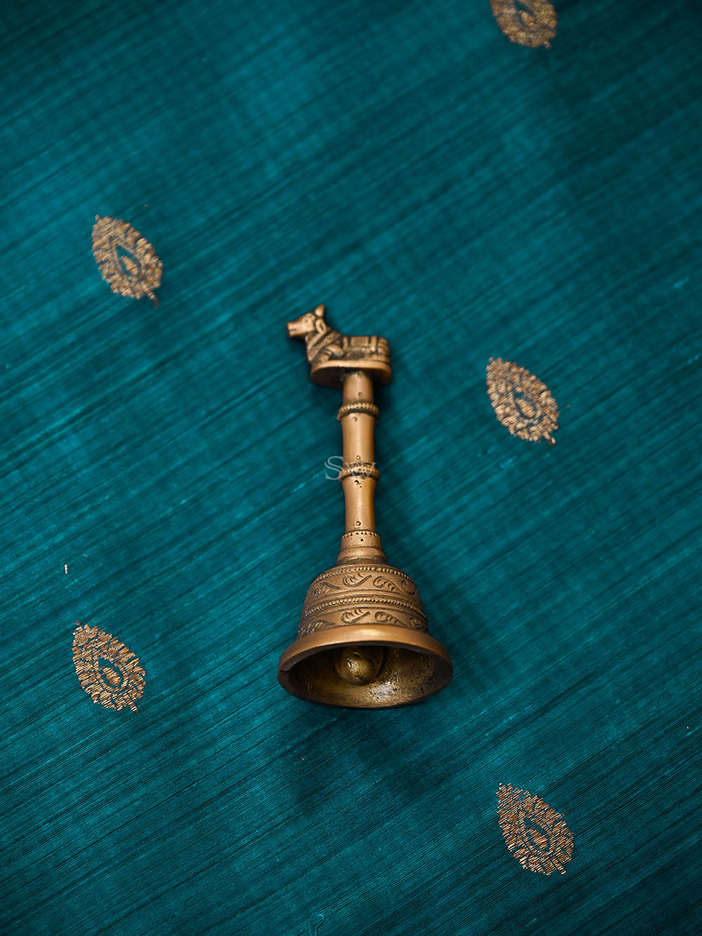 Teal Blue Booti Dupion Silk Handloom Banarasi Suit - Sacred Weaves