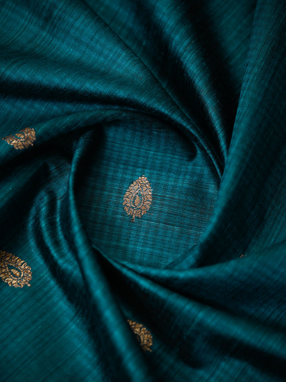 Teal Blue Booti Dupion Silk Handloom Banarasi Suit - Sacred Weaves