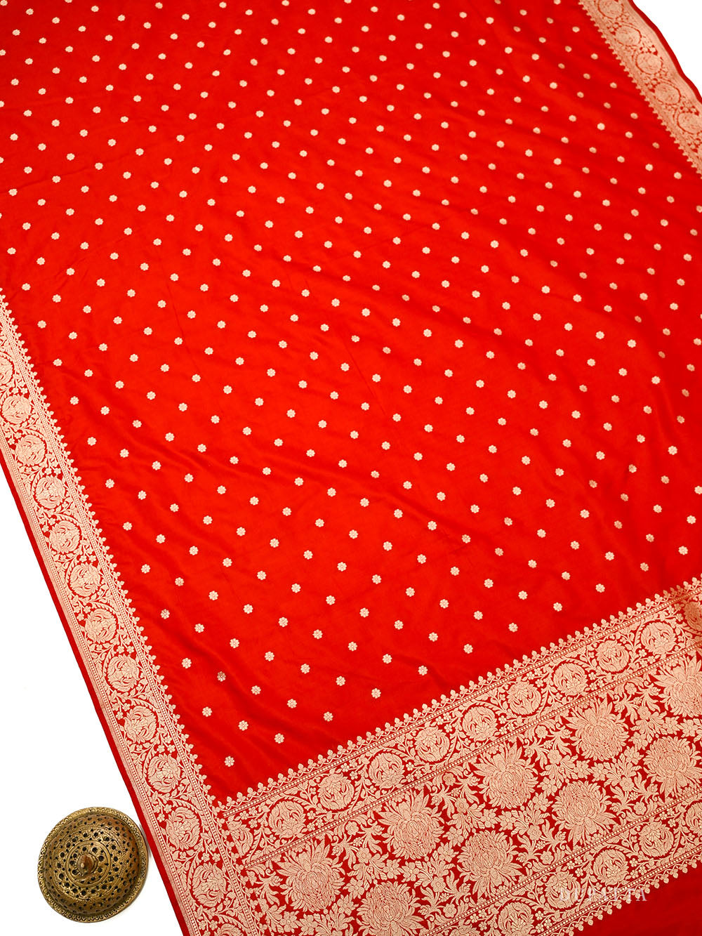 Red Jaal Katan Silk Handloom Banarasi Suit - Sacred Weaves