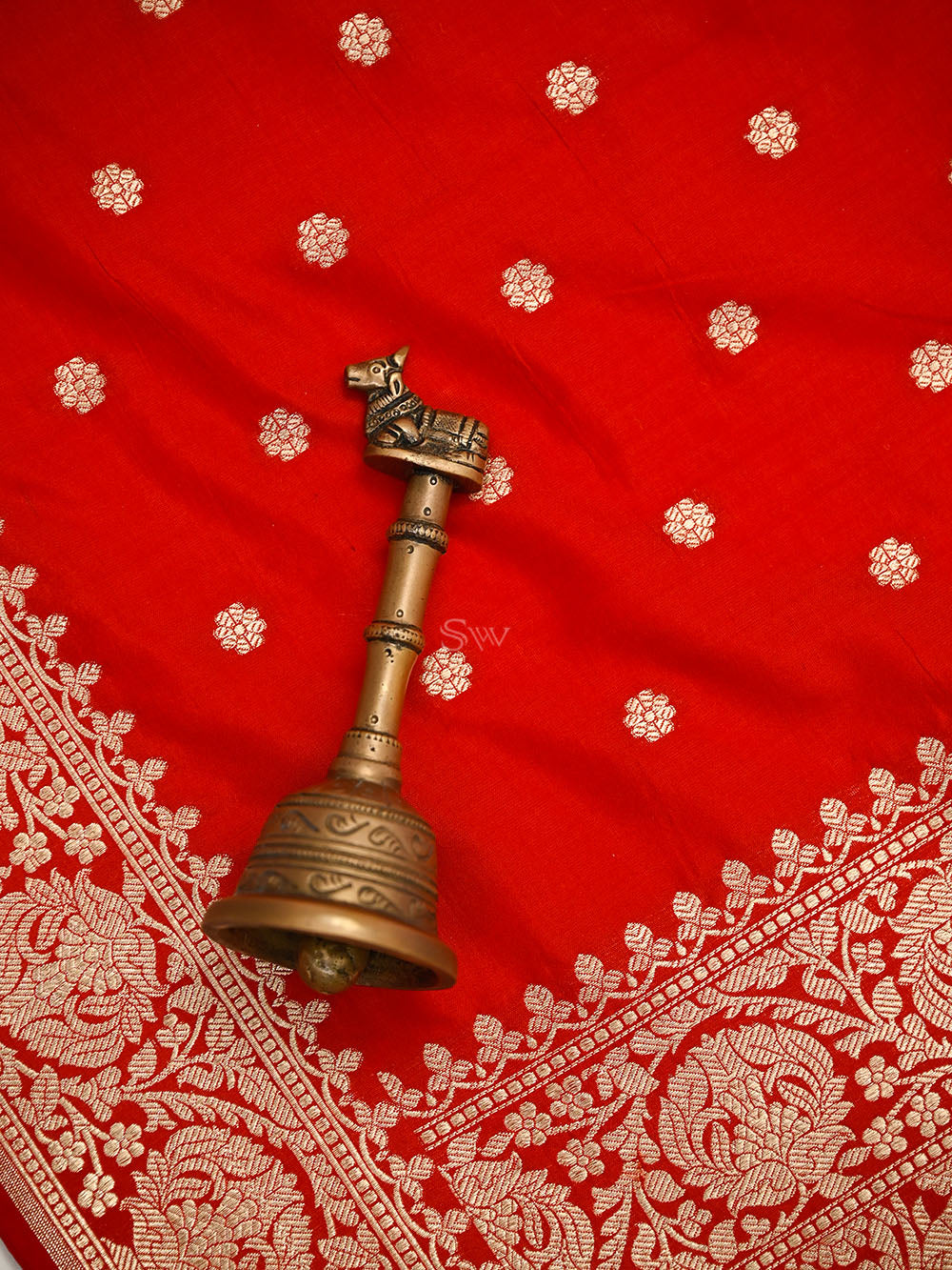 Red Jaal Katan Silk Handloom Banarasi Suit - Sacred Weaves