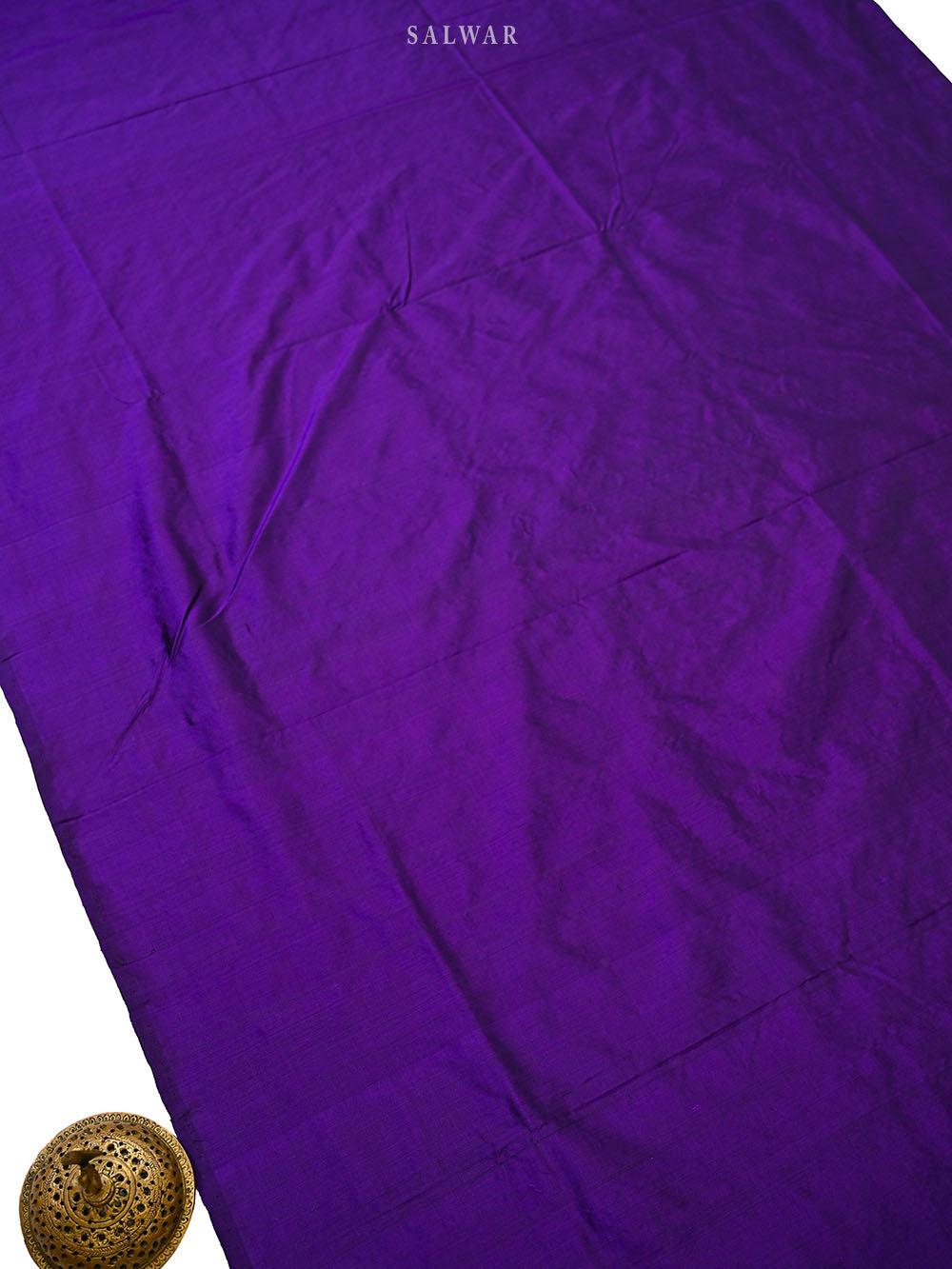 Royal Purple Booti Plain Katan Silk Handloom Banarasi Suit - Sacred Weaves