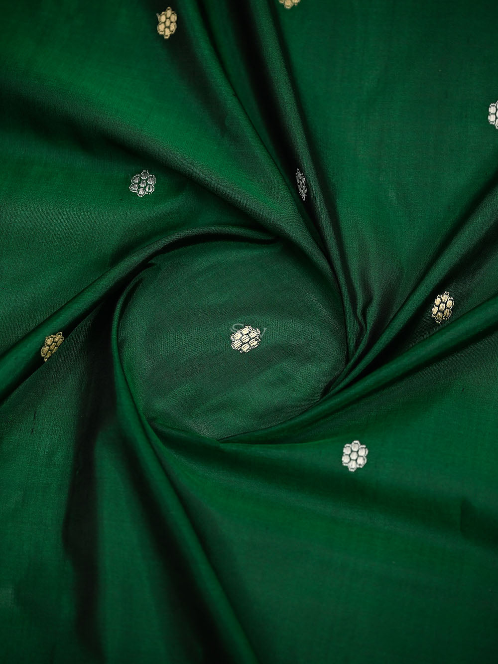 Bottle Green Booti Katan Silk Handloom Banarasi Suit - Sacred Weaves