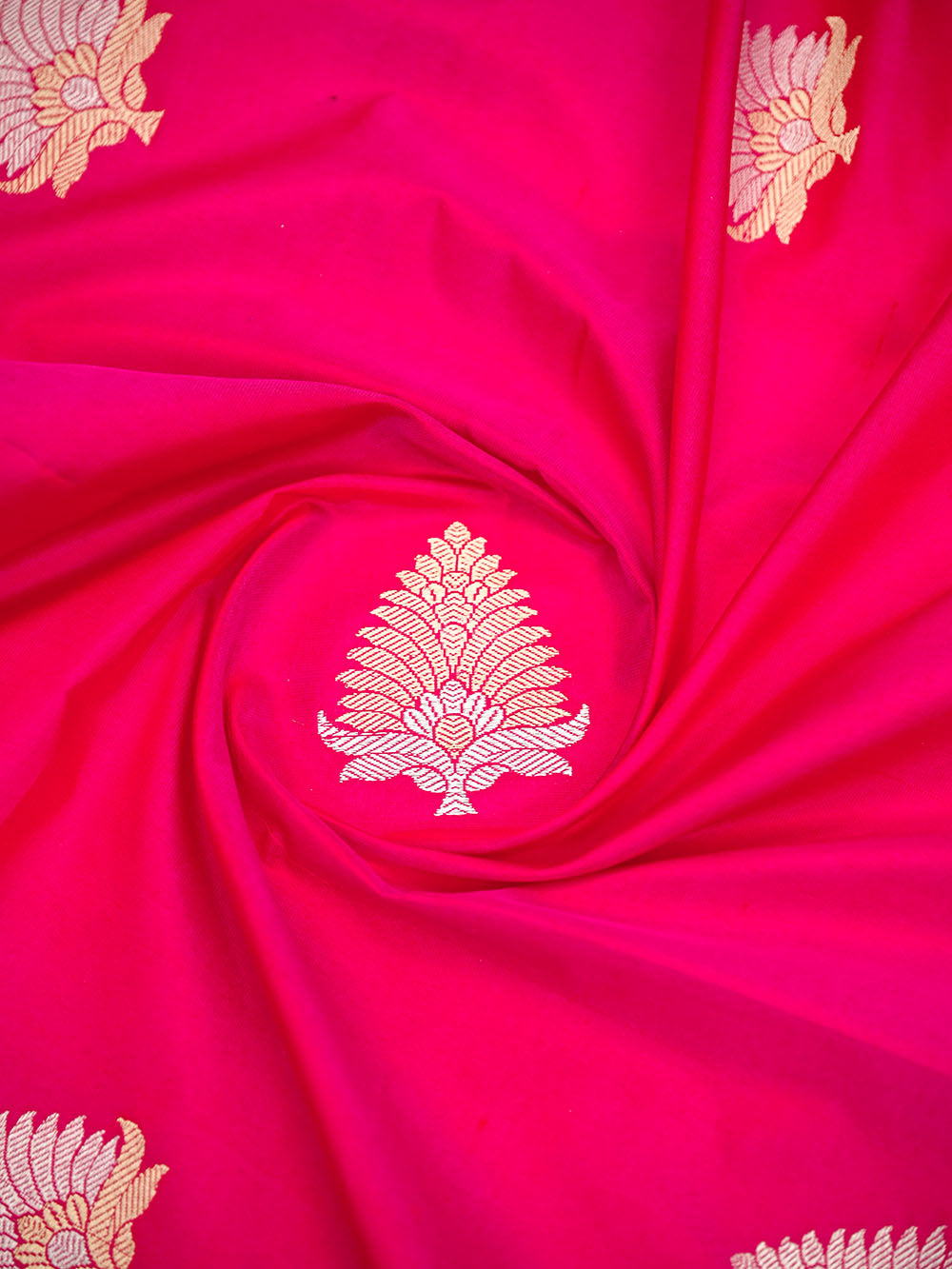 Pink Orange Booti Katan Silk Handloom Banarasi Suit - Sacred Weaves
