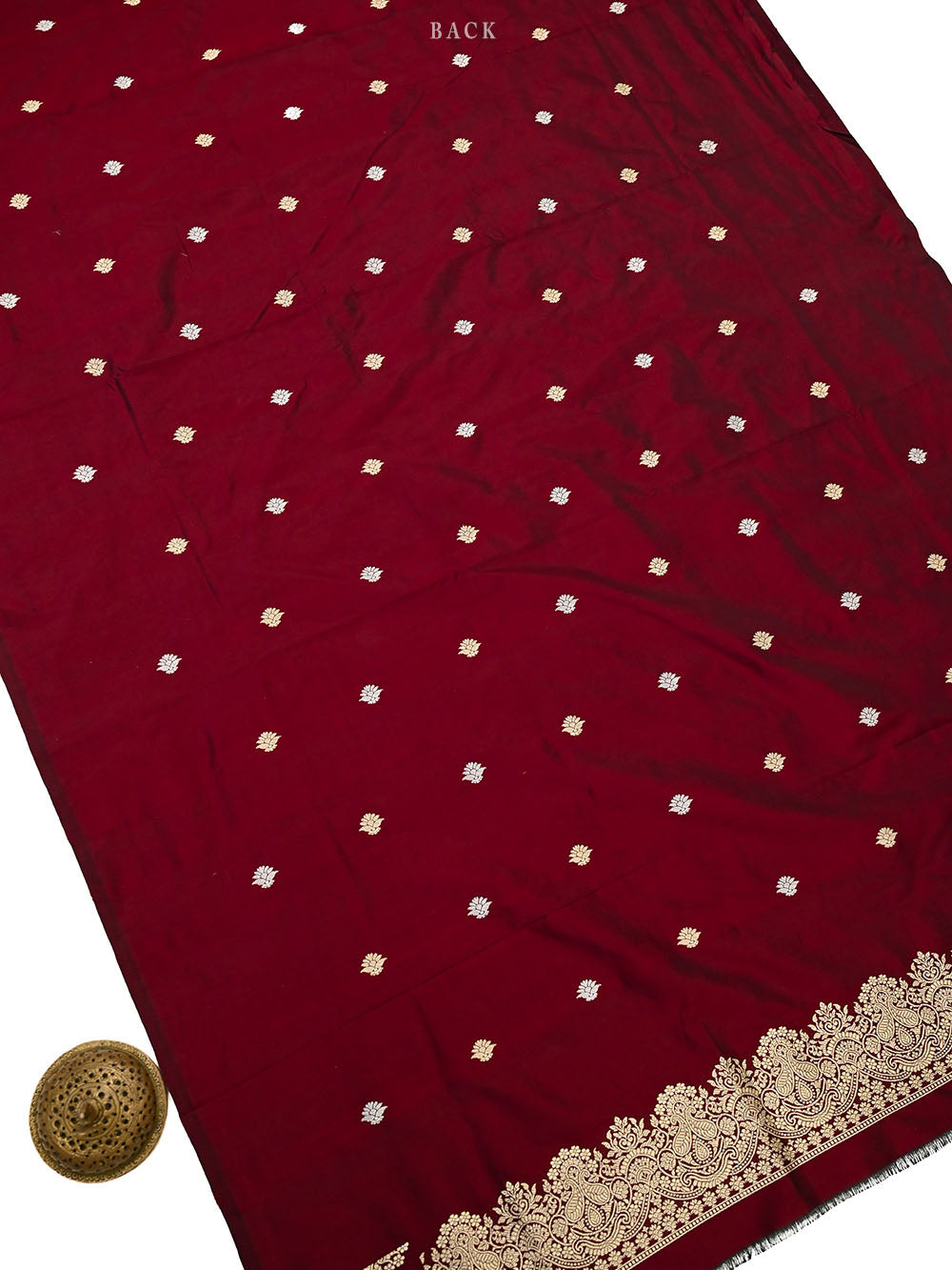 Dark Maroon Booti Katan Silk Handloom Banarasi Suit - Sacred Weaves