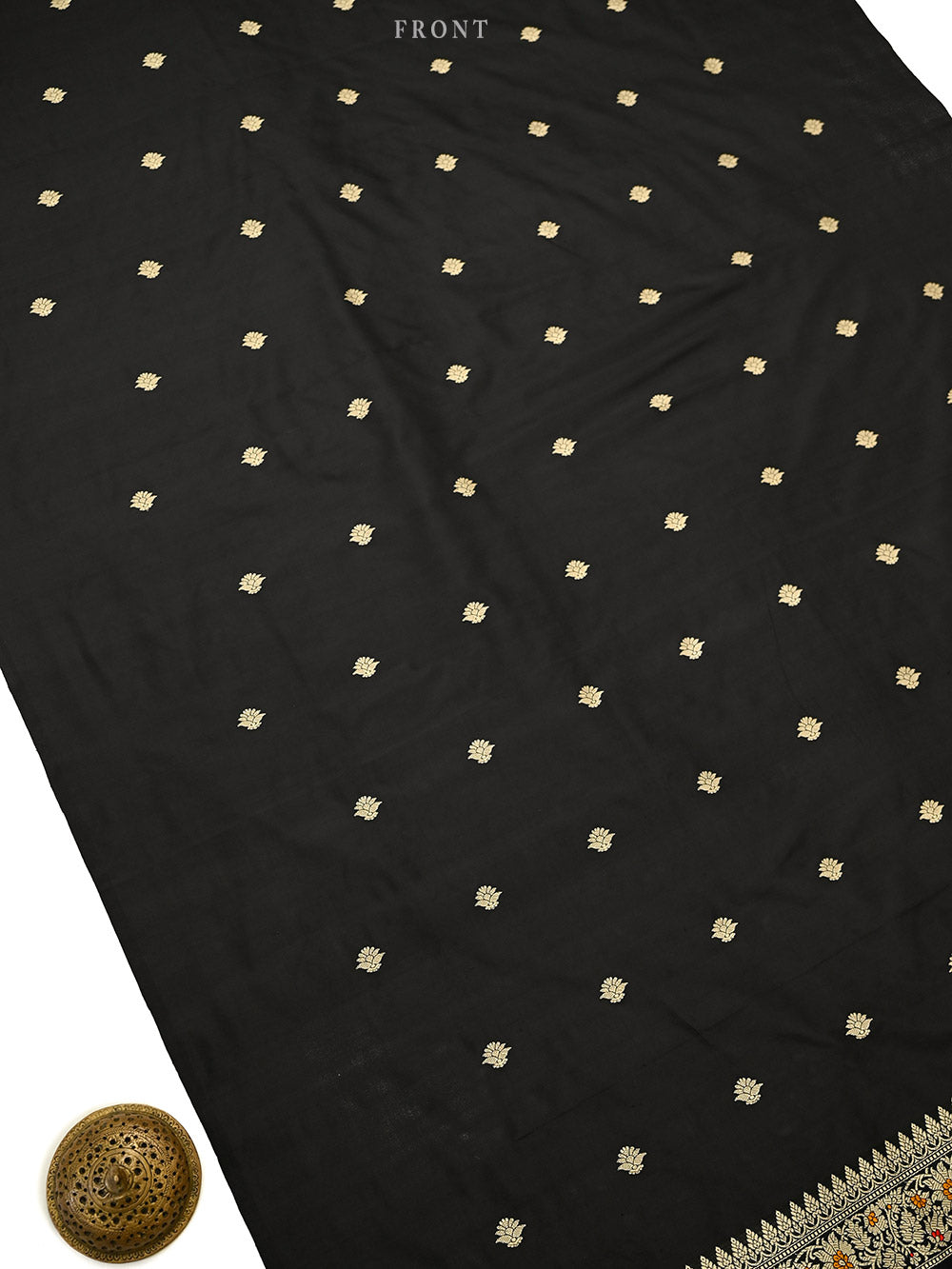 Black Booti Katan Silk Handloom Banarasi Suit - Sacred Weaves
