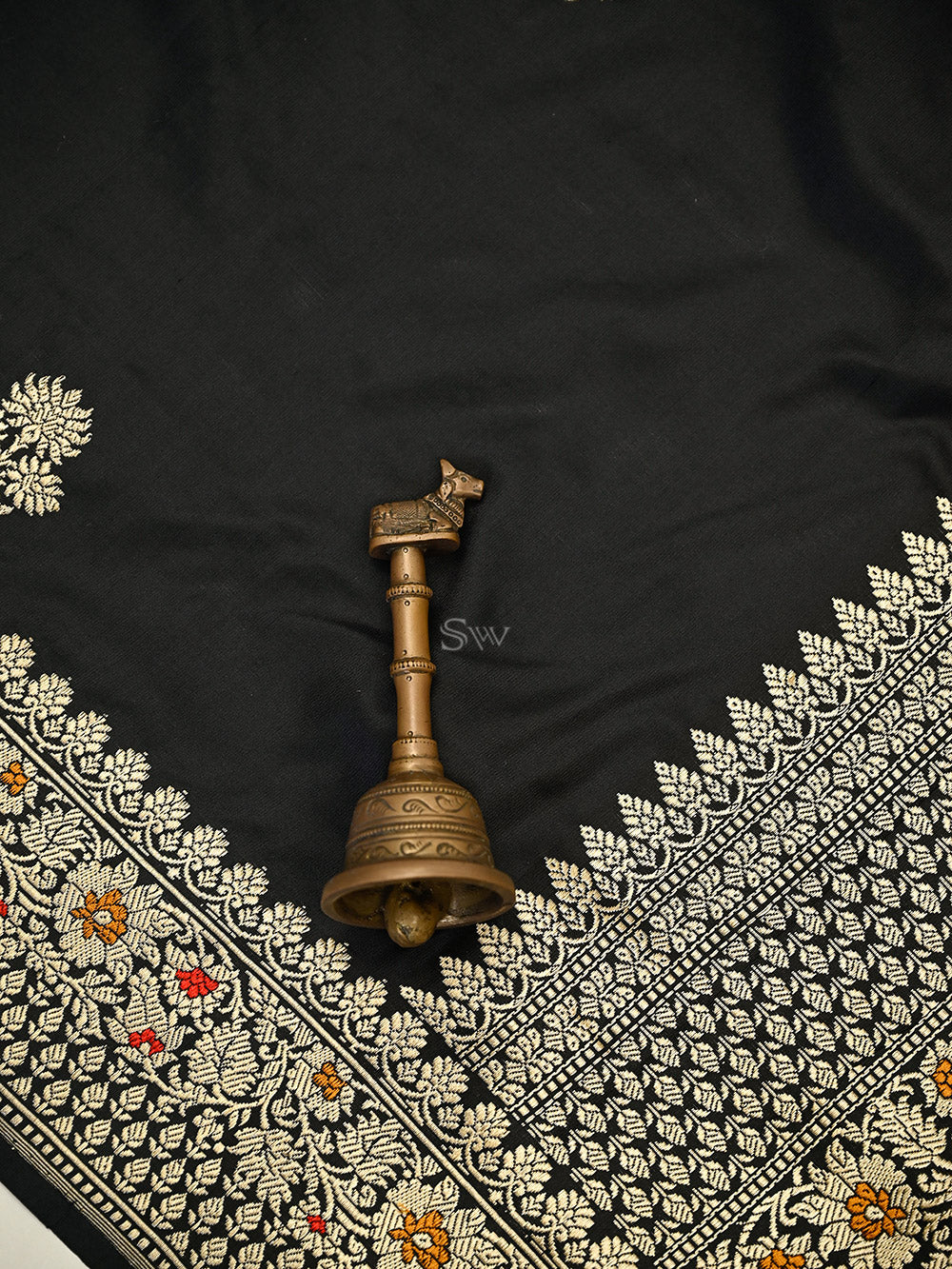 Black Booti Katan Silk Handloom Banarasi Suit - Sacred Weaves