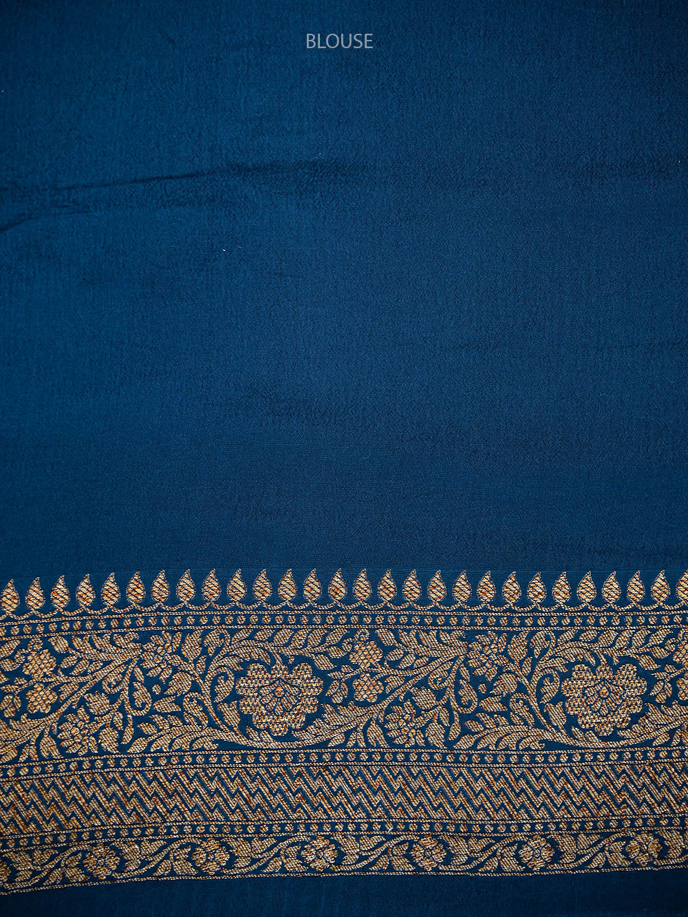 Midnight Blue Zari Brocade Crepe Silk Handloom Banarasi Saree - Sacred Weaves