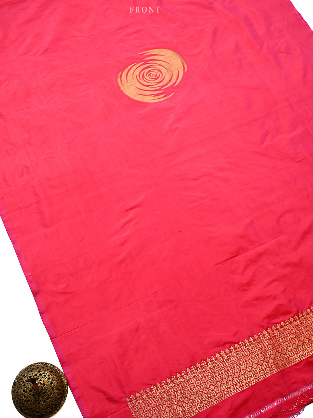 Dark Pink Plain Katan Silk Handloom Banarasi Suit - Sacred Weaves