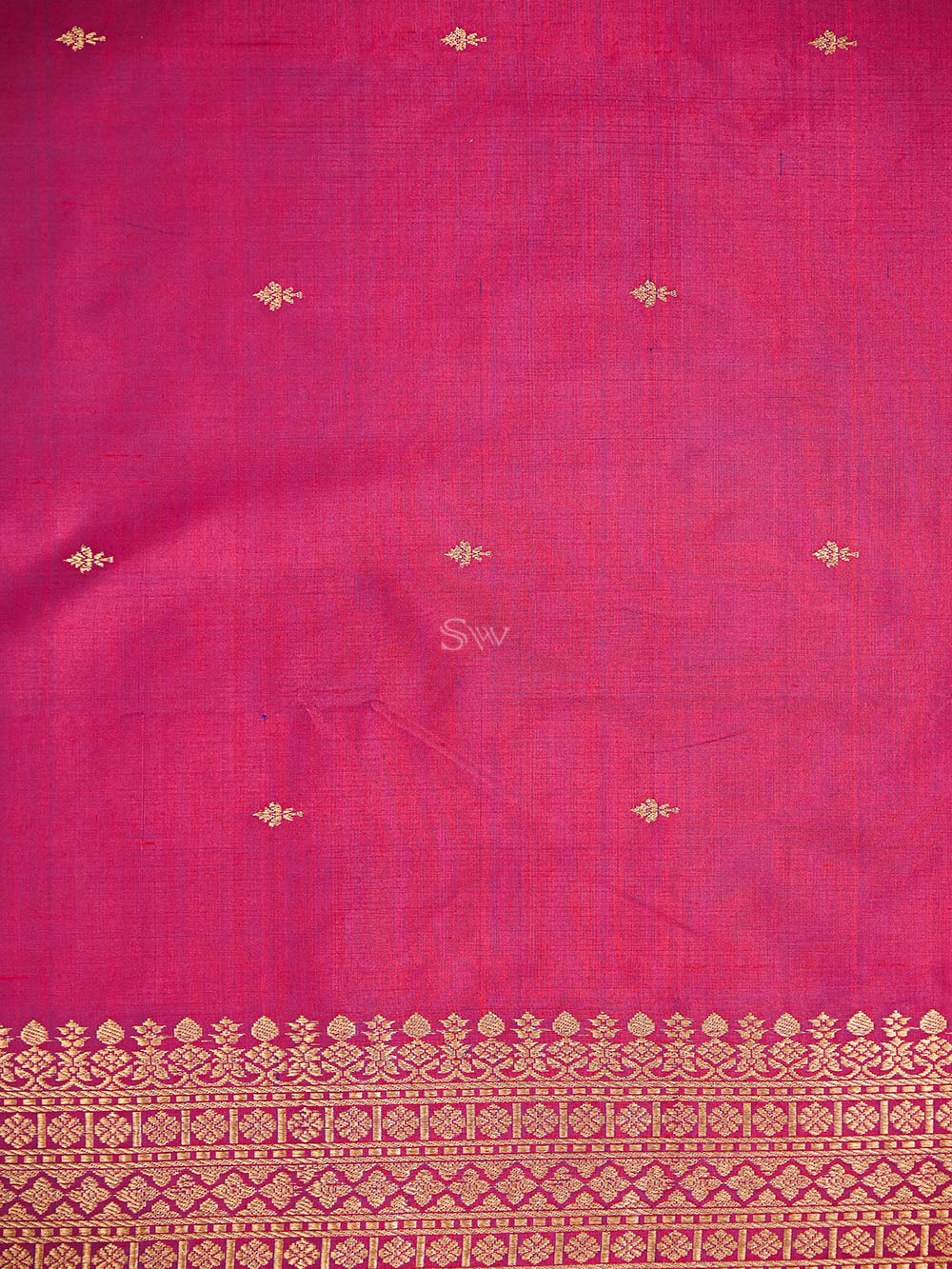 Magenta Plain Katan Silk Handloom Banarasi Suit - Sacred Weaves