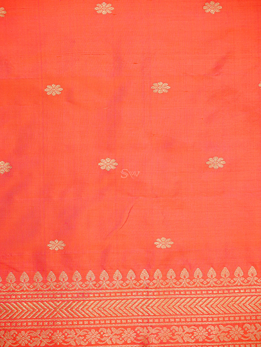 Orange Pink Plain Katan Silk Handloom Banarasi Suit - Sacred Weaves