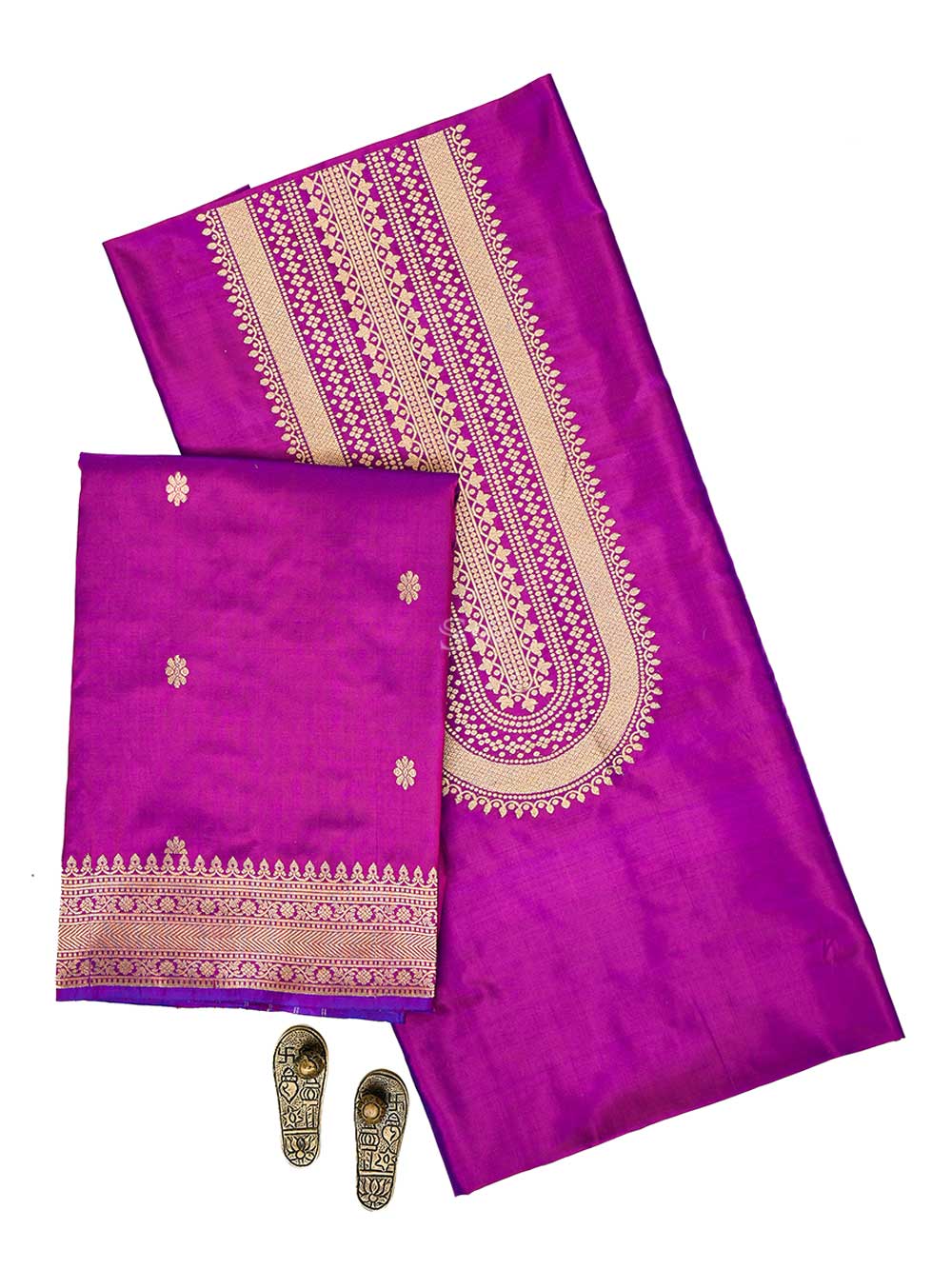 Magenta Plain Katan Silk Handloom Banarasi Suit - Sacred Weaves
