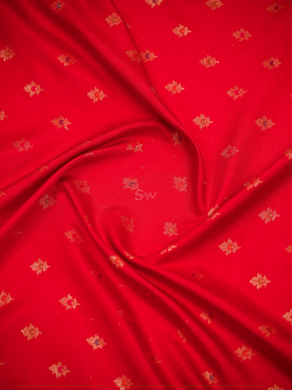 Red Meenakari Booti Katan Silk Handloom Banarasi Suit - Sacred Weaves