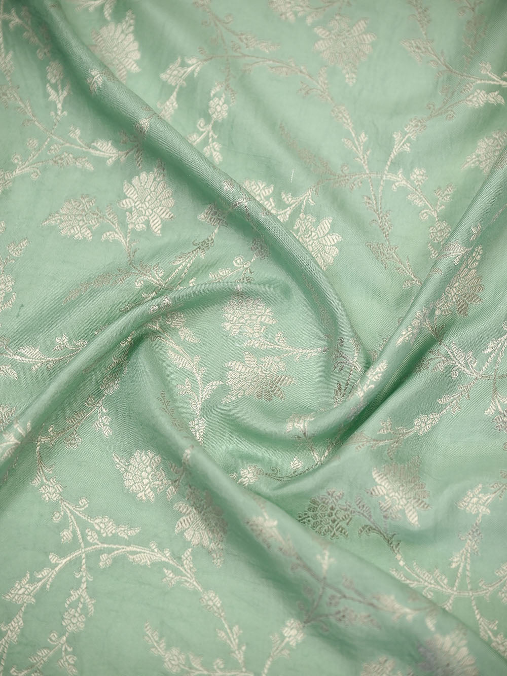 Sea Green Meenakari Booti Tissue Silk Handloom Banarasi Suit - Sacred Weaves
