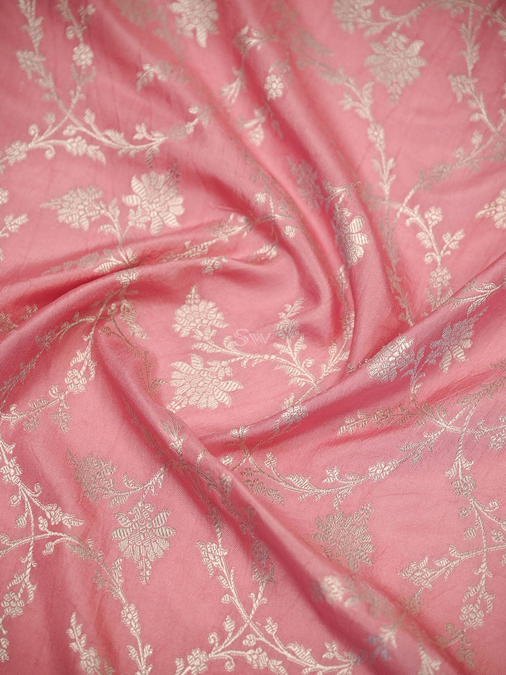 Pastel Pink Meenakari Booti Tissue Silk Handloom Banarasi Suit - Sacred Weaves