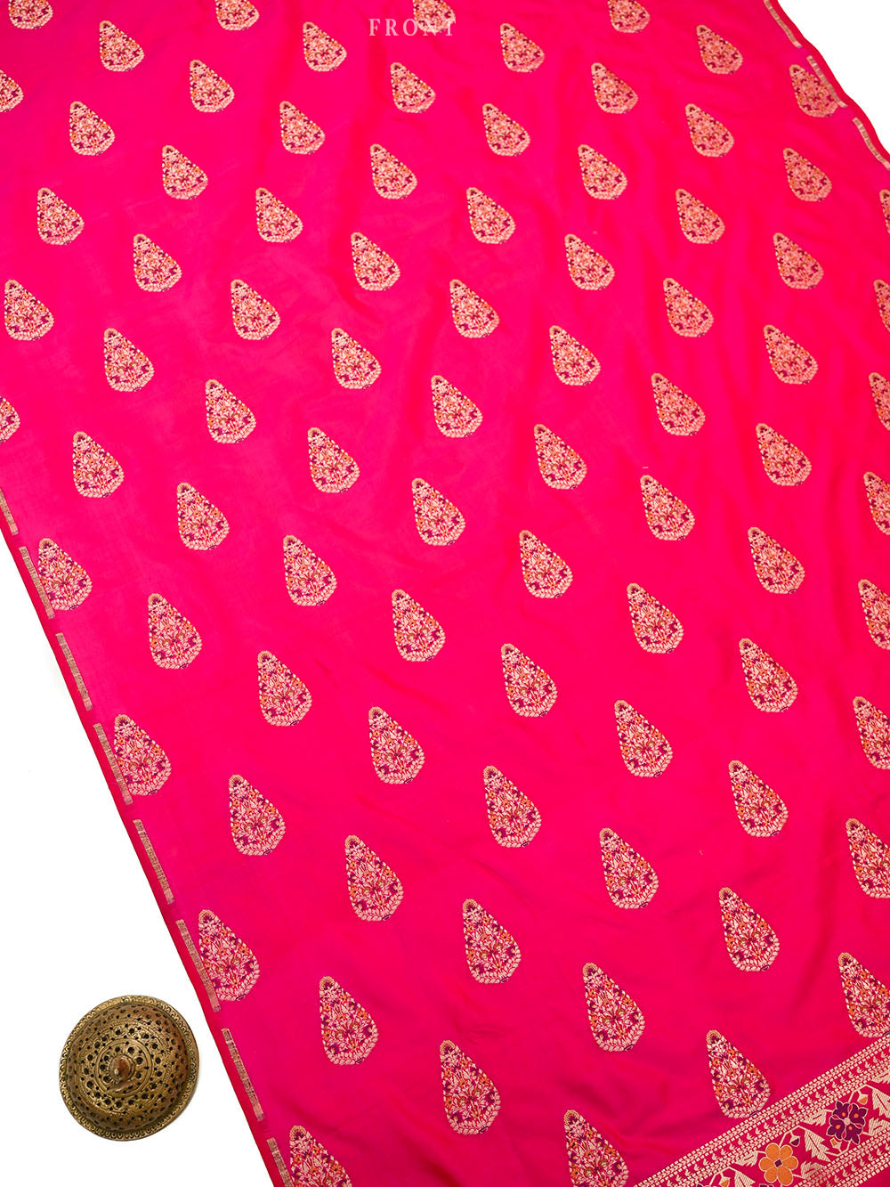 Pink Orange Meenakari Booti Katan Silk Handloom Banarasi Suit - Sacred Weaves