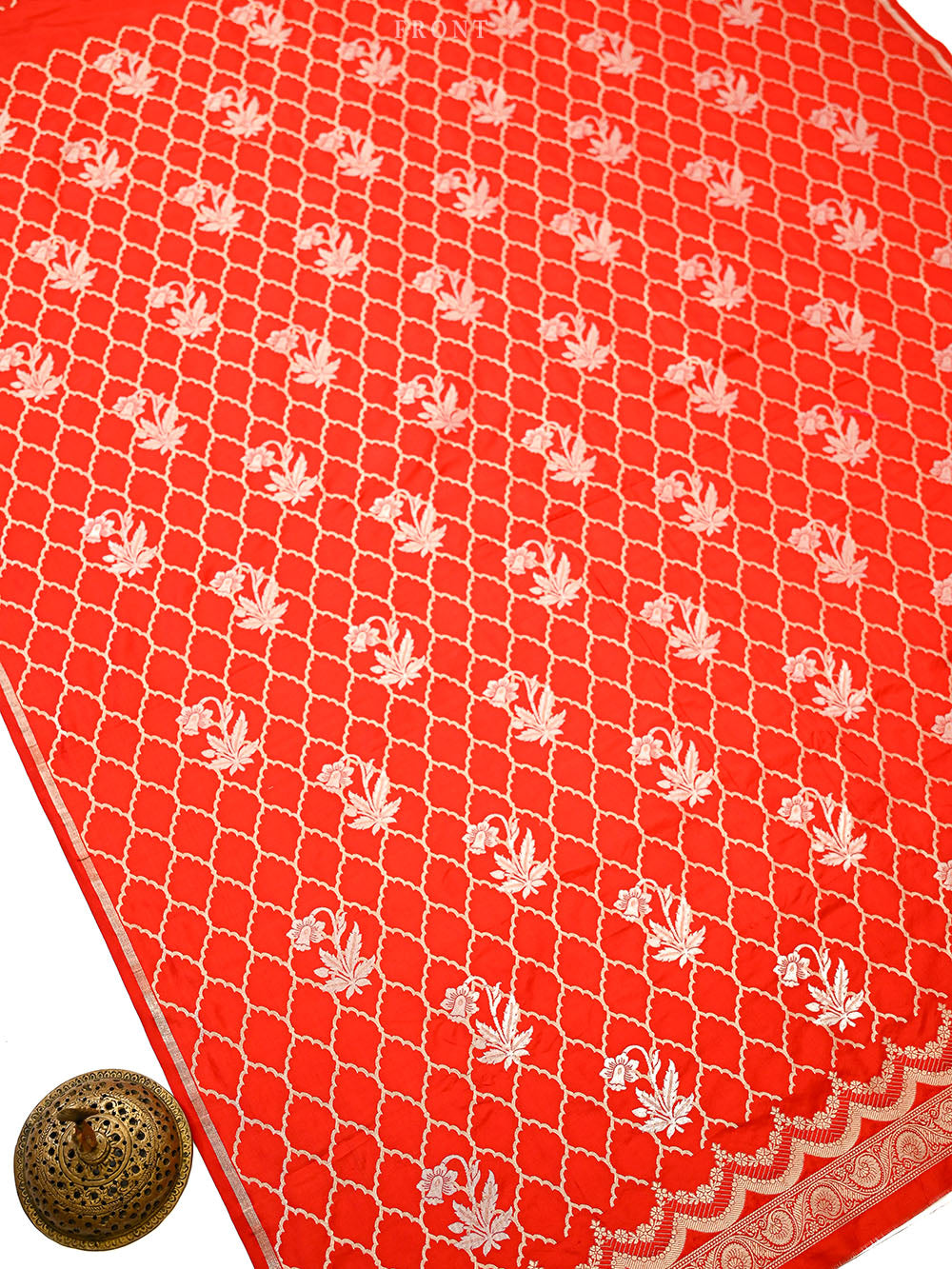 Red Sona Roopa Jaal Katan Silk Handloom Banarasi Suit - Sacred Weaves