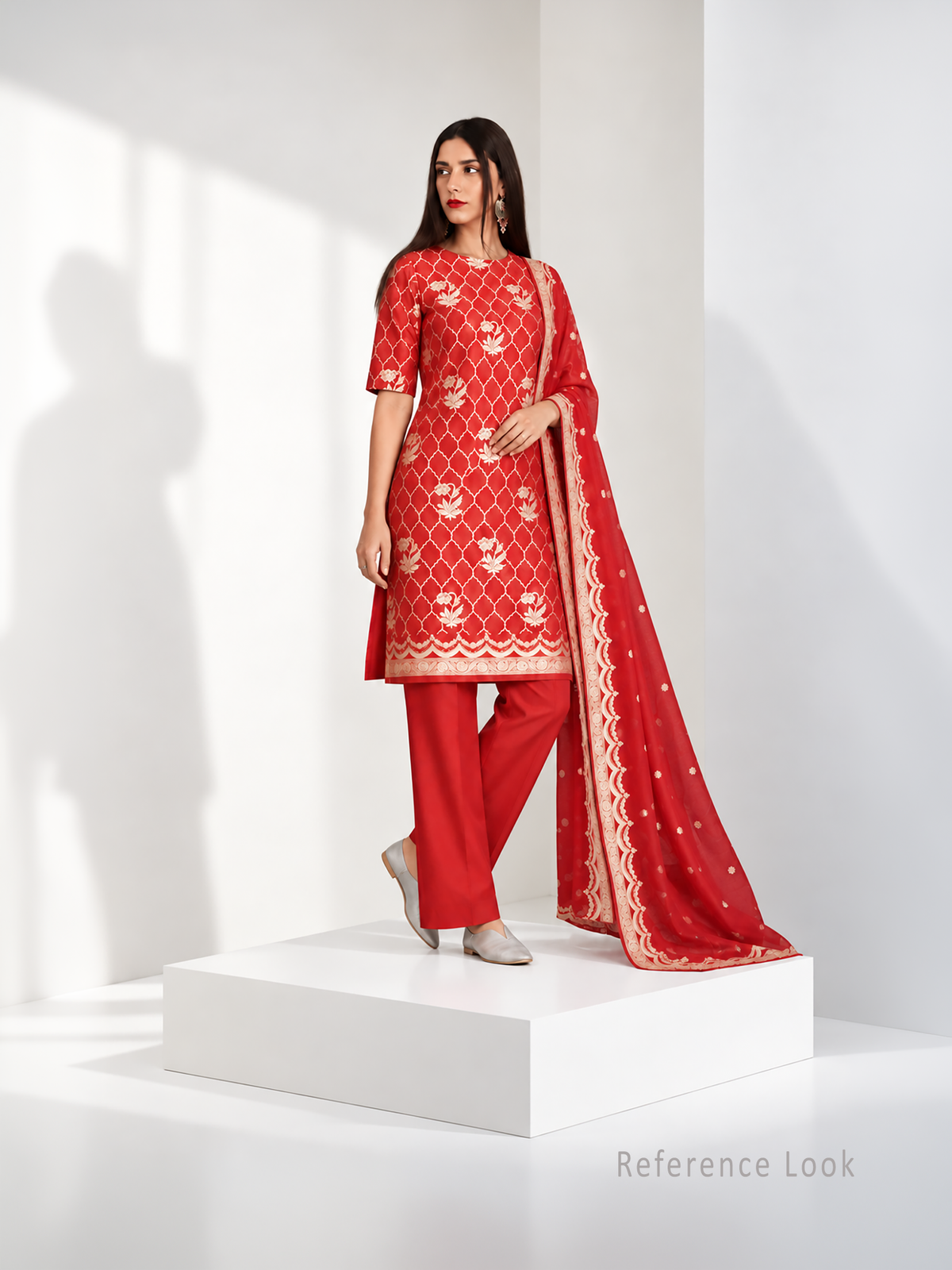 Red Sona Roopa Jaal Katan Silk Handloom Banarasi Suit - Sacred Weaves