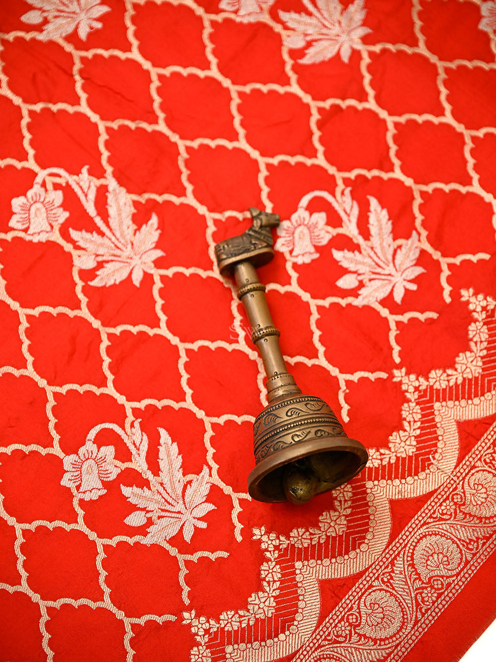 Red Sona Roopa Jaal Katan Silk Handloom Banarasi Suit - Sacred Weaves