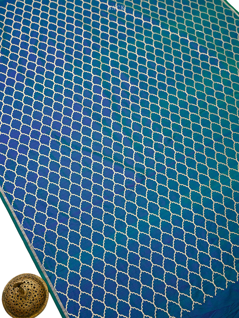 Blue Green Sona Roopa Jaal Katan Silk Handloom Banarasi Suit - Sacred Weaves