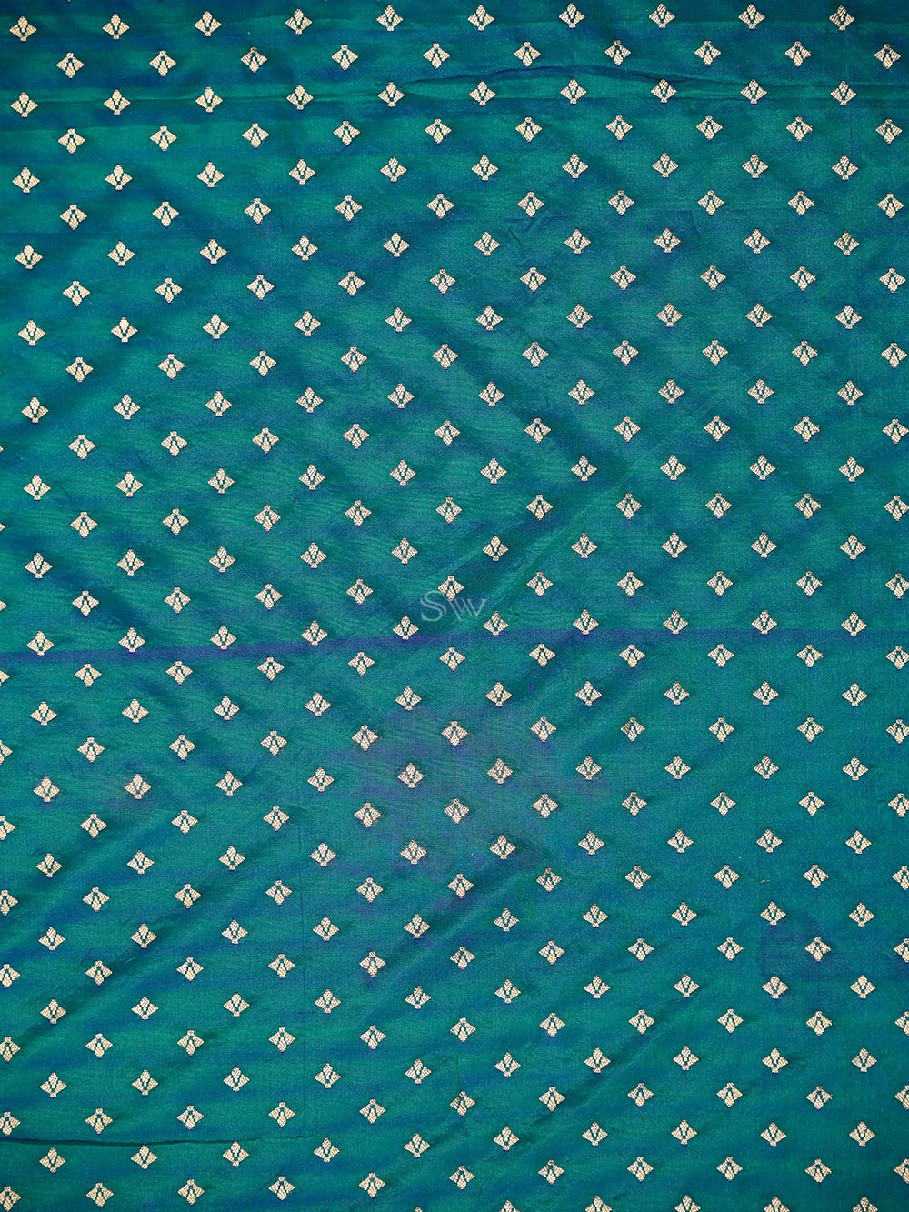 Blue Green Sona Roopa Jaal Katan Silk Handloom Banarasi Suit - Sacred Weaves