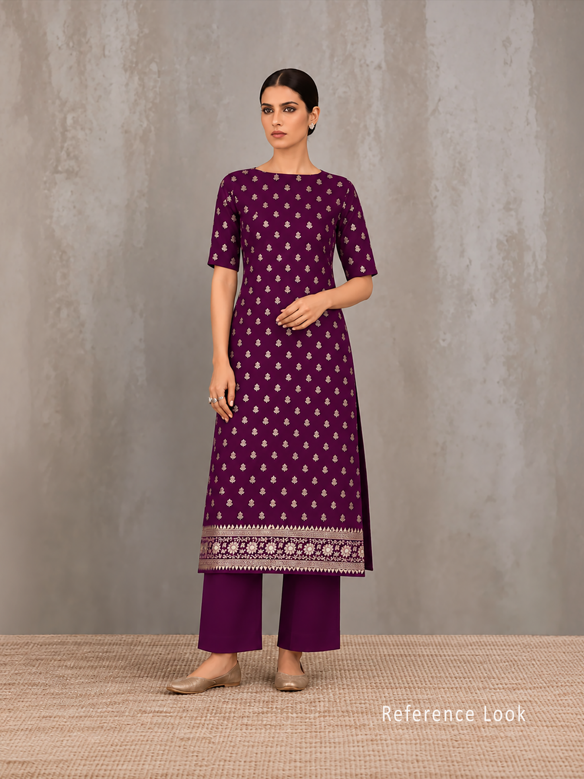 Purple Sona Roopa Booti Khaddi Georgette Handloom Banarasi Suit - Sacred Weaves