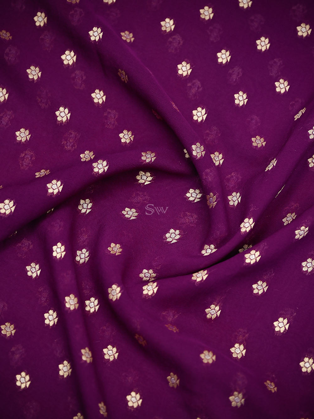 Purple Sona Roopa Booti Khaddi Georgette Handloom Banarasi Suit - Sacred Weaves