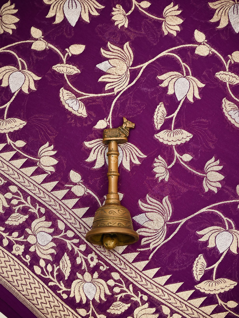 Purple Sona Roopa Booti Khaddi Georgette Handloom Banarasi Suit - Sacred Weaves